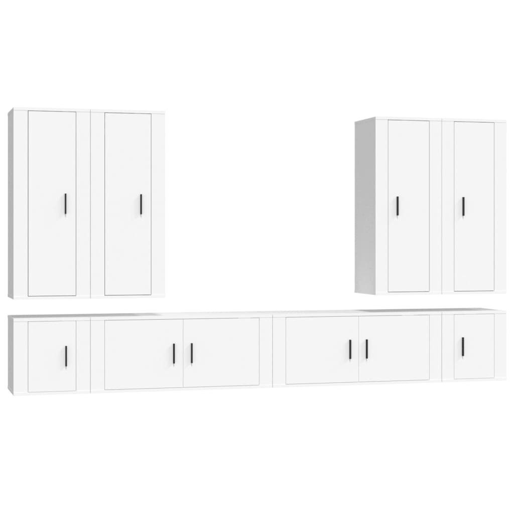 Holzwerkstoff 8-tlg. vidaXL TV-Schrank TV-Schrank-Set Weiß (8-St)