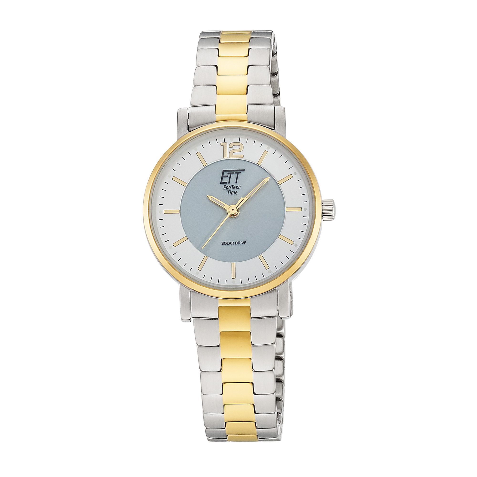 ETT Solaruhr ELS-12164-41M, Armbanduhr, Damenuhr, Partneruhr, Edelstahlarmband