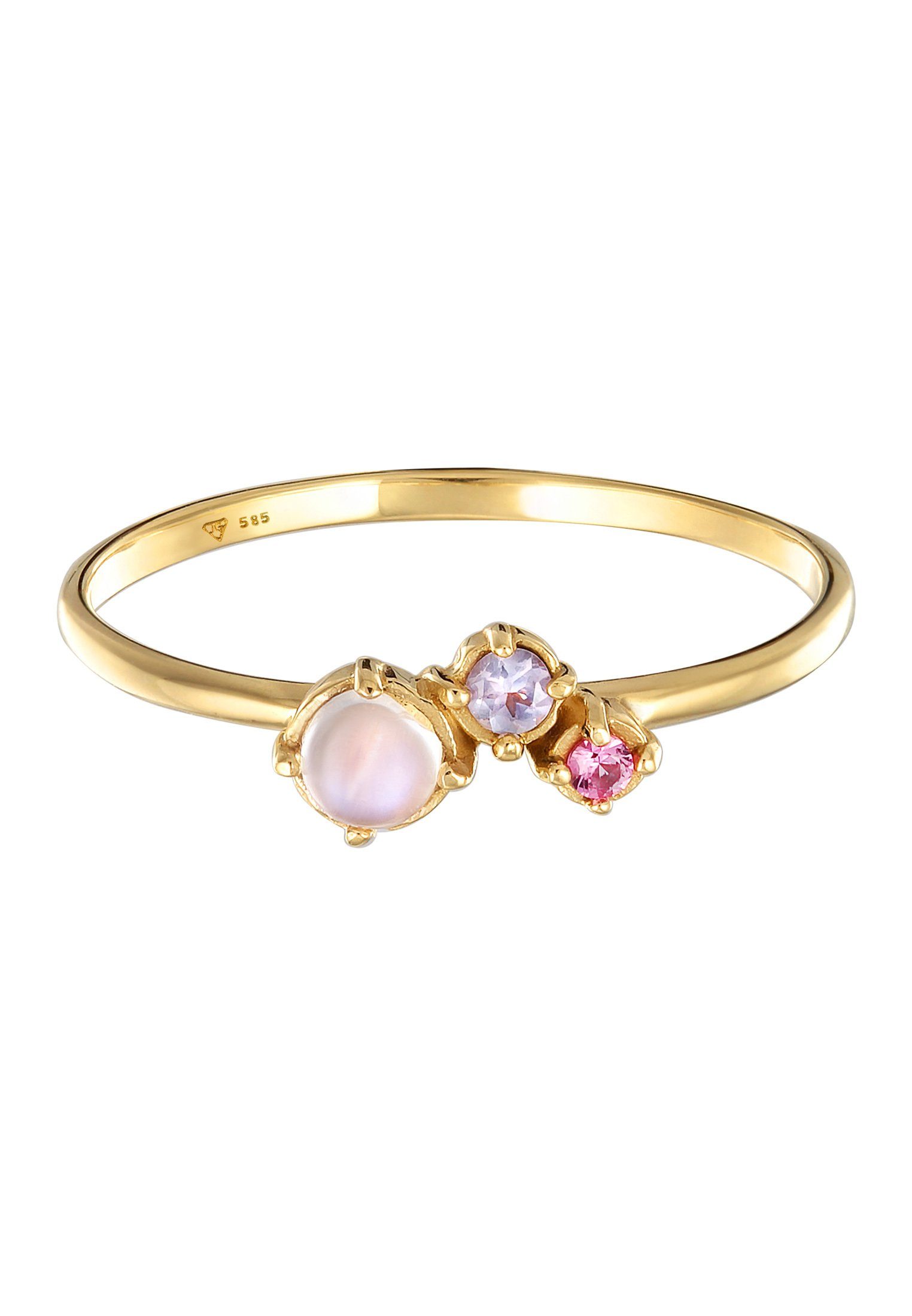 Elli Premium Fingerring Mondstein Tansanit synth. Saphir 585er Gelbgold günstig online kaufen