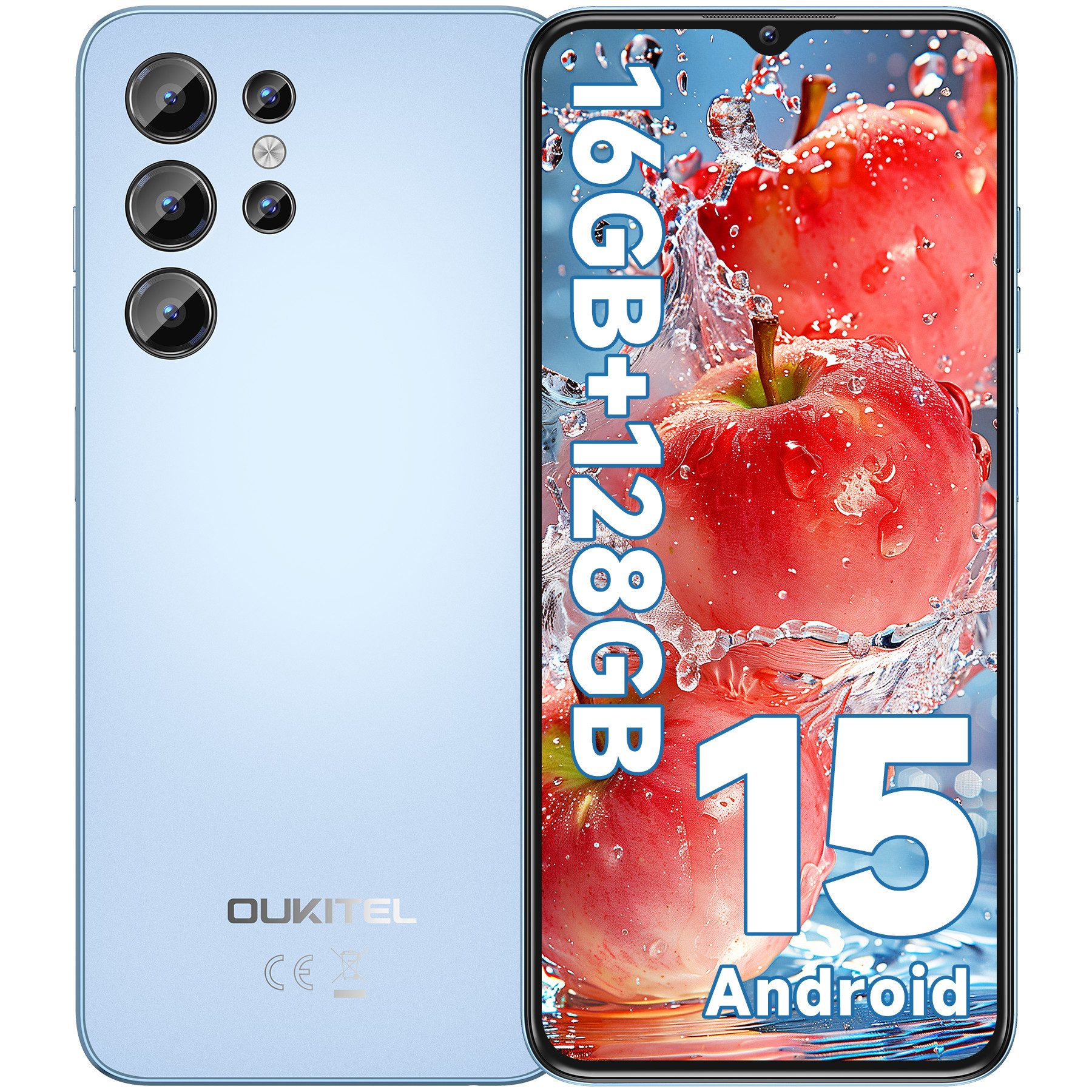 OUKITEL C1 Android 15 Smartphone (16,56 cm/6.52 Zoll, 128 GB Speicherplatz, 13 MP Kamera, 5150 mAh Akku, Dual SIM 4G, OTG, GPS)