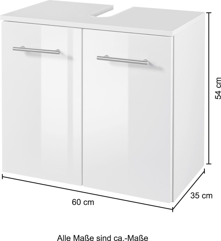 HELD MÖBEL | Beckenunterschrank weiß Waschbeckenunterschrank Breite eiche Badmöbel, 60cm, Farben verschiedene Badezimmerschrank WBU Trento, Ausführungen und rauchsilber