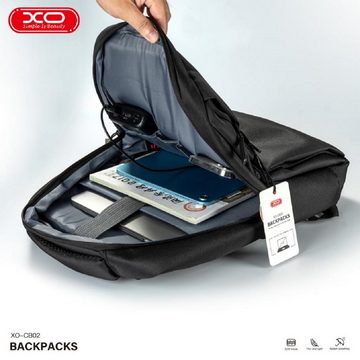XO Laptoprucksack XO Laptop Rucksack CB02 15.6” Schwarz, Wasserdicht, Externe USB-Ladeanschluss mit integriertem Ladekabel