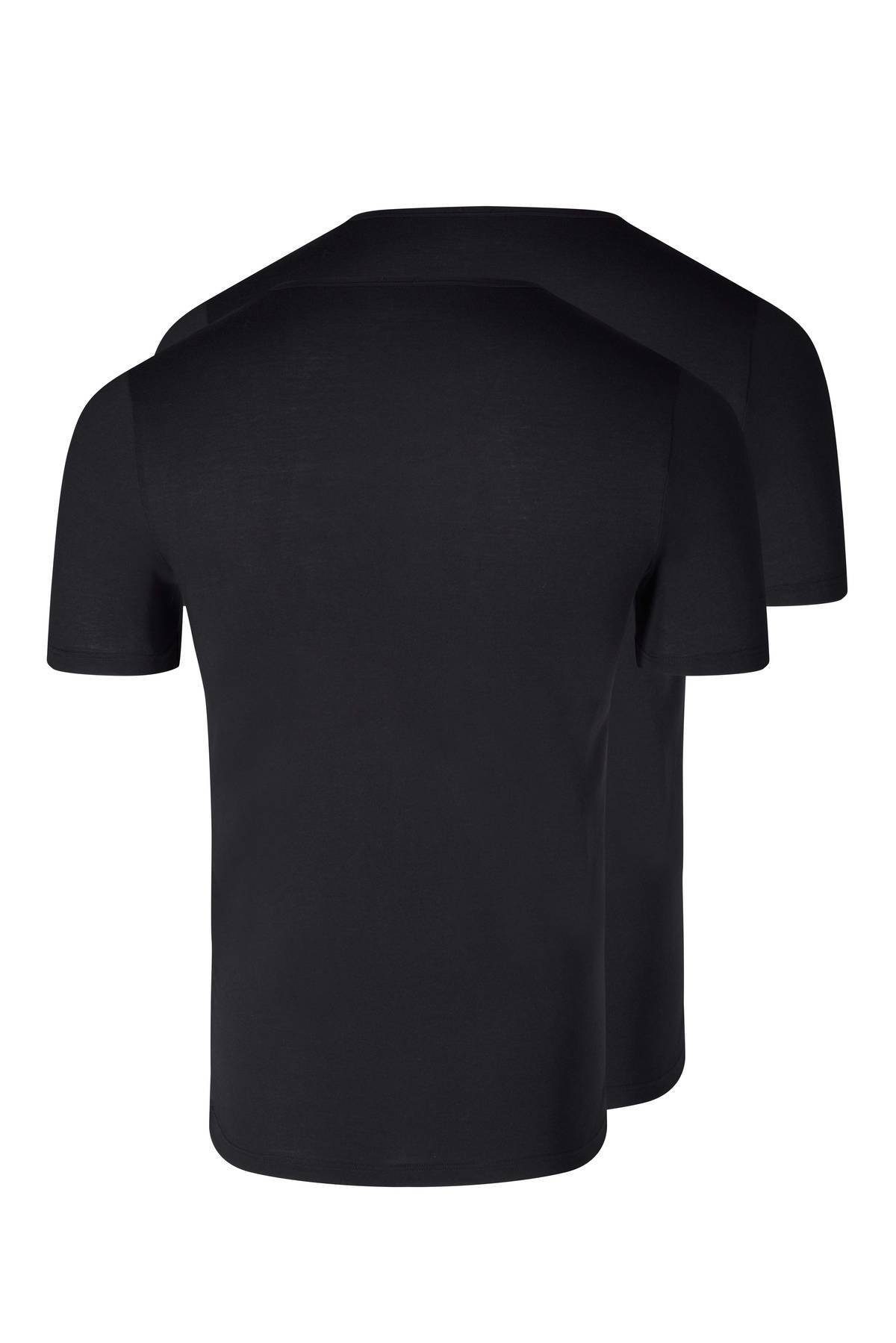Skiny Unterhemd Herren T-Shirt, Pack 2er Schwarz Unterhemd, - Halbarm