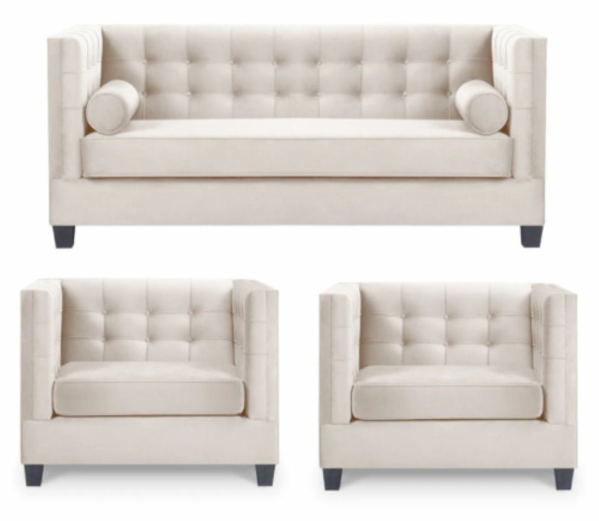 Neu, Sofa Design Made Stilvolle Couchgarnitur in 3+1+1 weiße Chesterfield Europe JVmoebel