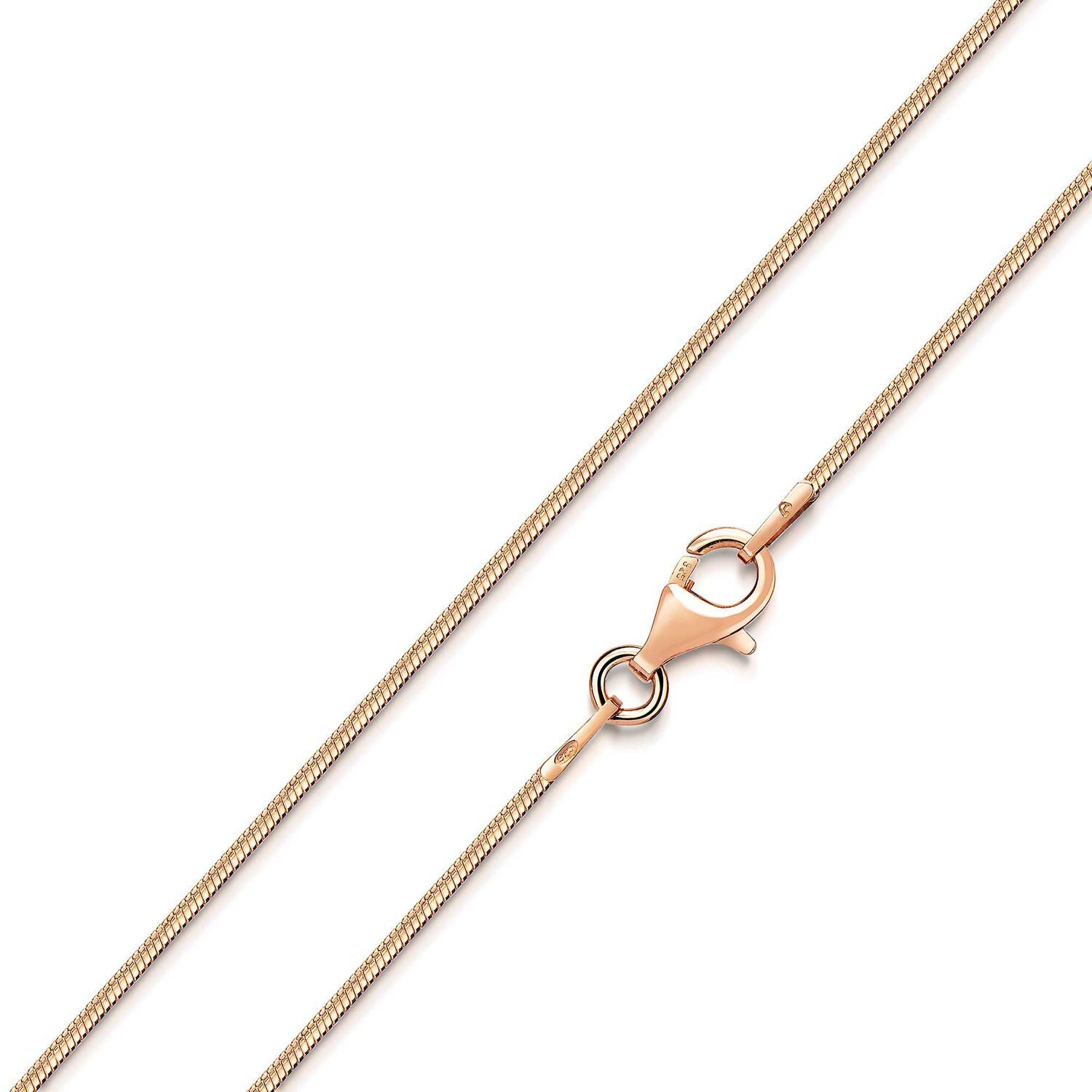 Materia Schlangenkette Damen Rosegold Halskette 1mm 40-70cm K114, Sterlingsilber, rosvergoldet