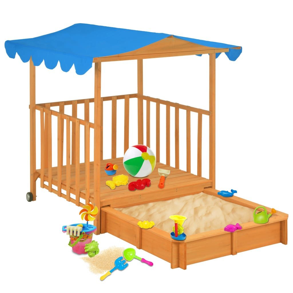 vidaXL Sandkasten 130 x 130 x 143 cm Kinderspielhaus mit Sandkasten Sandkiste Tannenholz