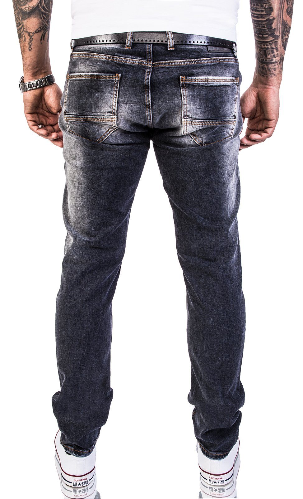 Rock Creek Slim-fit-Jeans Herren Jeans Stonewashed Dunkelgrau RC-2143