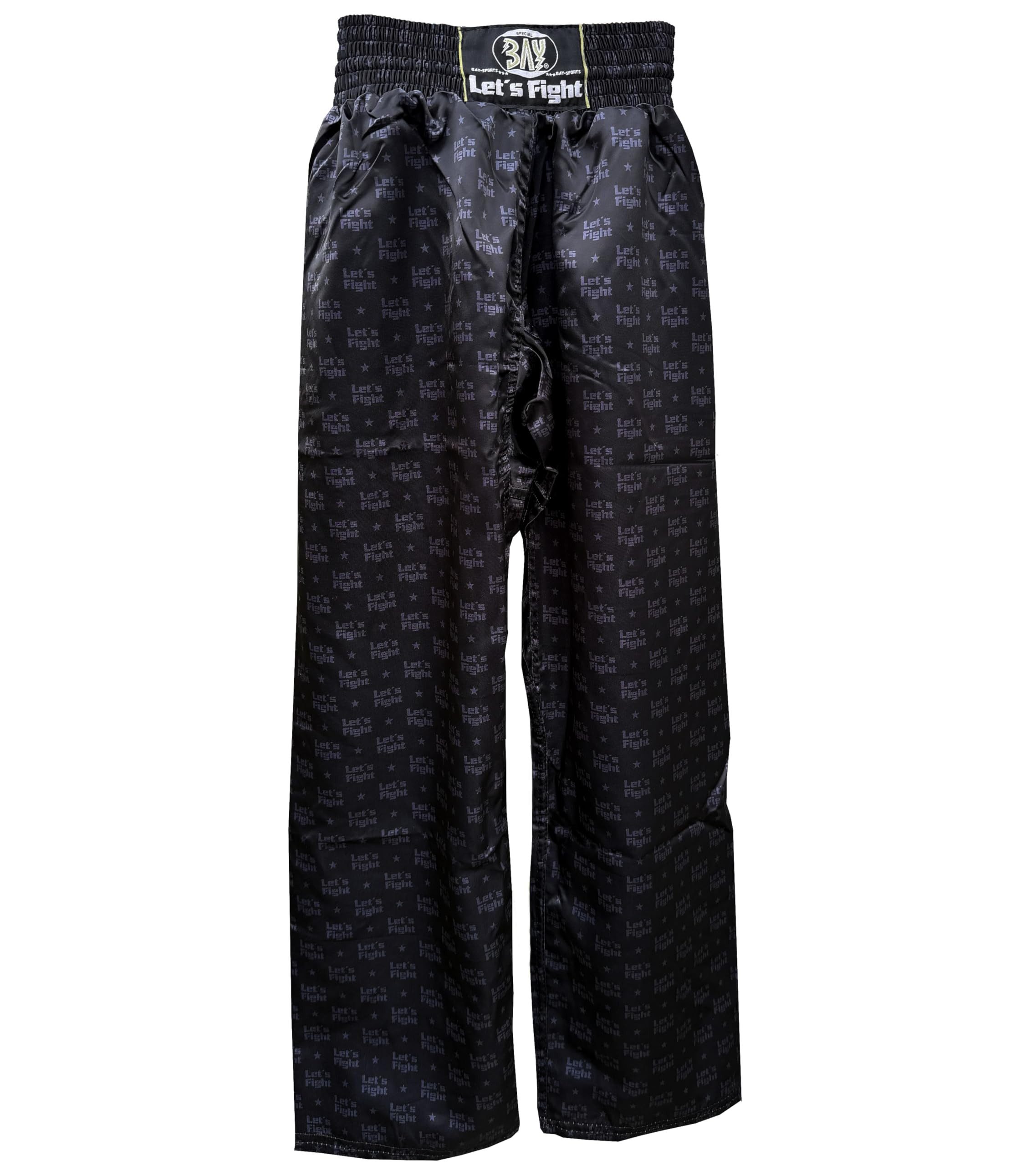BAY-Sports Sporthose Kickboxhose ALL OVER LET´S FIGHT Hose lang Kickboxen Kampfsport sportlich-edles Design, All Over Let´s Fight Logo-Print