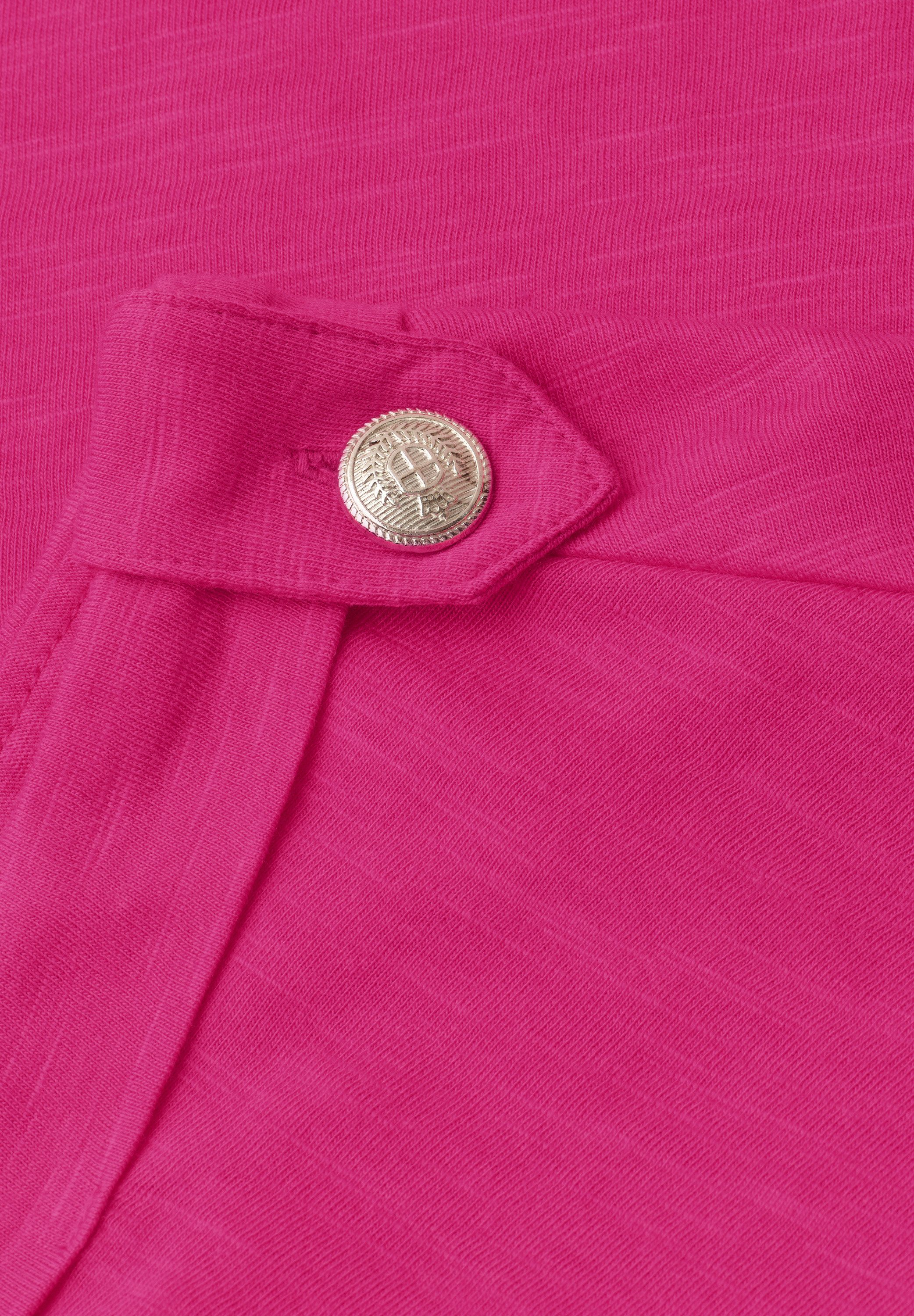 STREET ONE Shirttop Sommershirt mit Rundhals und Knopfdetails