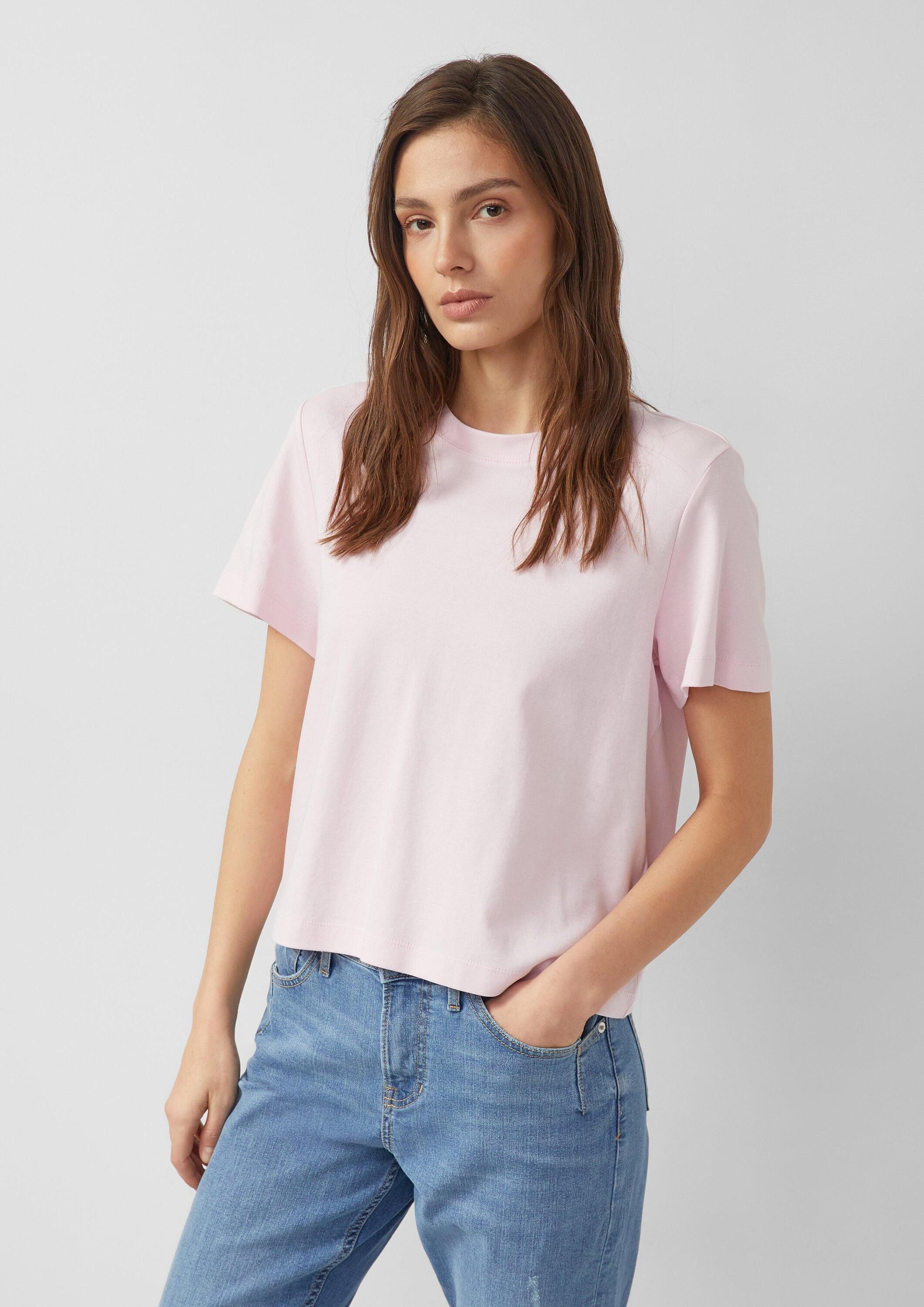 s.Oliver Kurzarmshirt T-Shirt Verkürztes T-Shirt aus Interlockjersey