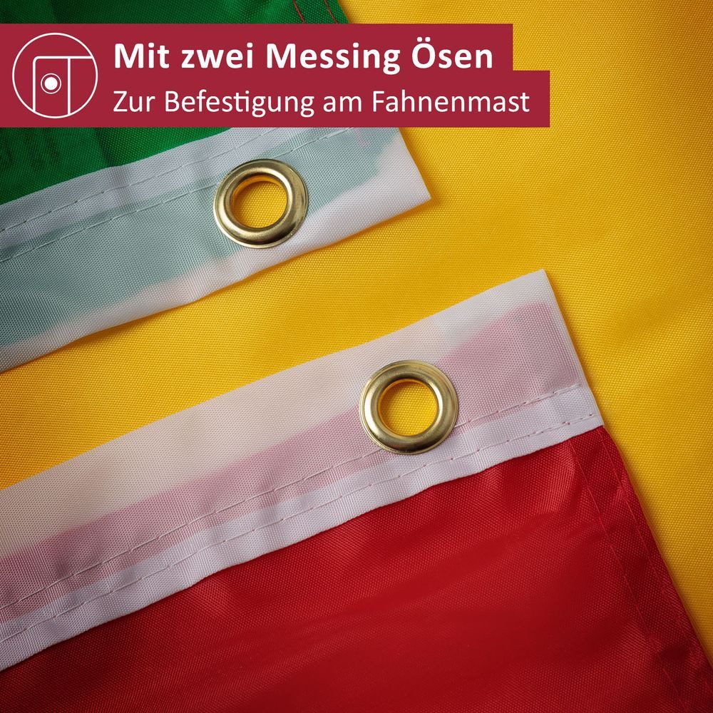 PHENO FLAGS Flagge Ghana Flagge 90 x 150 cm Ghanaische Fahne Ghanafahne (Hissflagge für Fahnenmast), Inkl. 2 Messing Ösen