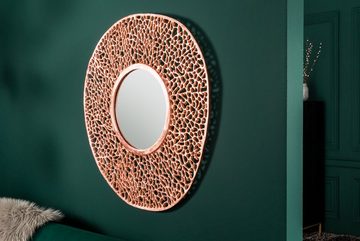 riess-ambiente Wandspiegel ABSTRACT LEAF XXL 112cm kupfer (Einzelartikel, 1-St), Schlafzimmer · Metall · rund · Rahmen · Deko · Handmade · Wohnzimmer