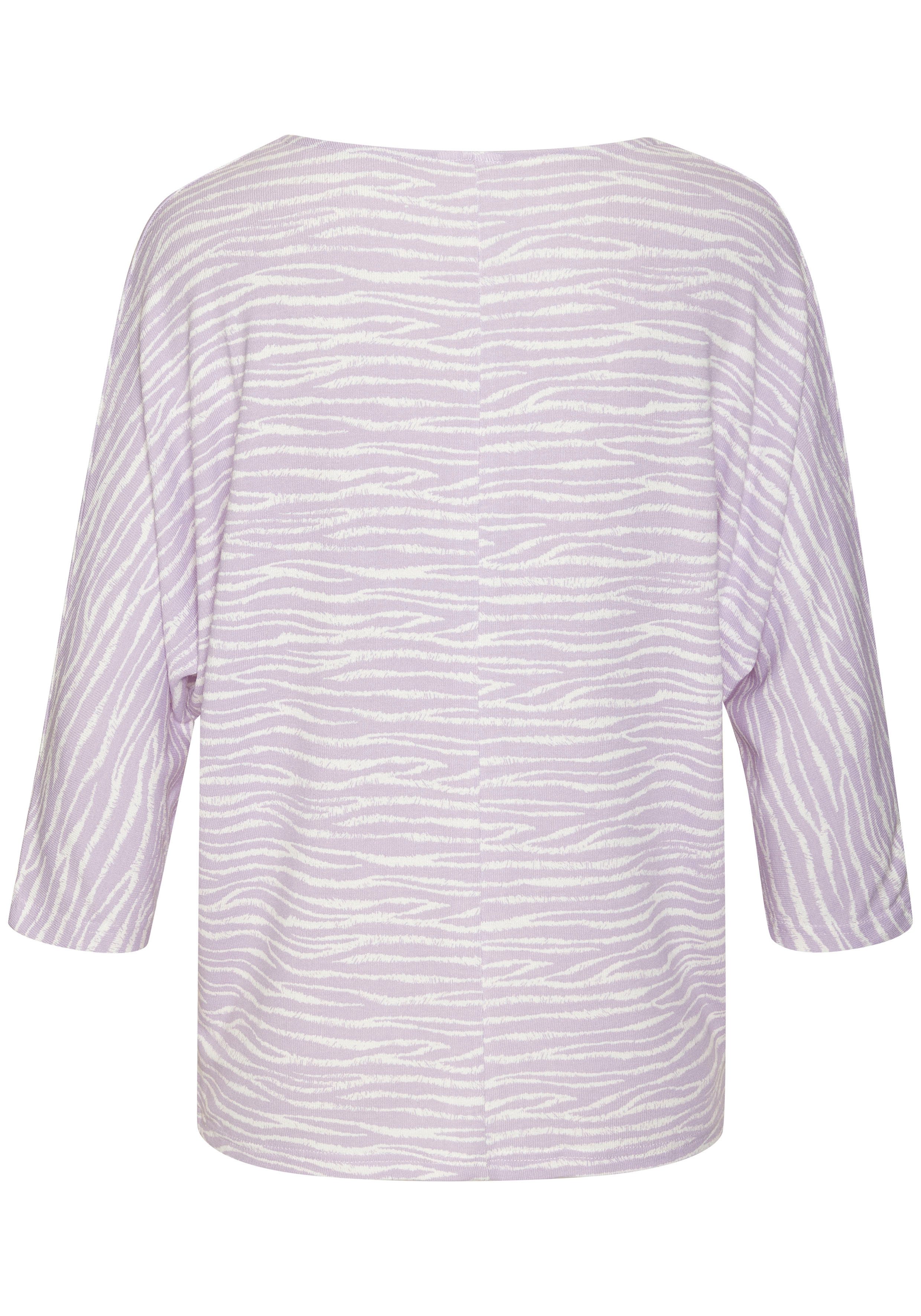 LASCANA 3/4-Arm-Shirt mit modischem Zebra-Muster aus weichem Viskose-Strick