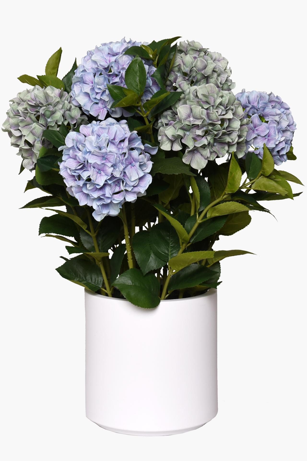 Kunstpflanze Kunststoff HYDRANGEA Rund - Blau, günstig online kaufen