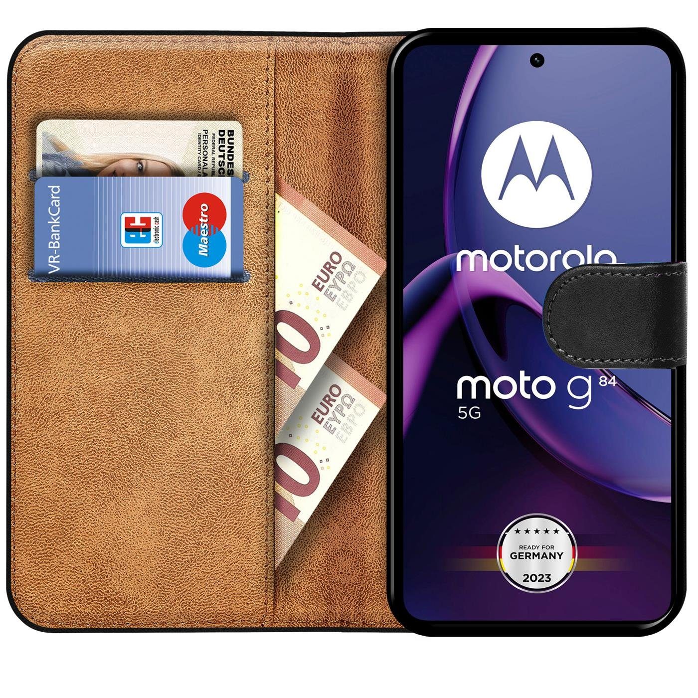 CoolGadget Handyhülle Book Case Handy Tasche für Motorola Moto G84 5G 6,5 Zoll, Hülle Klapphülle Flip Cover für Motorola G84 Schutzhülle stoßfest