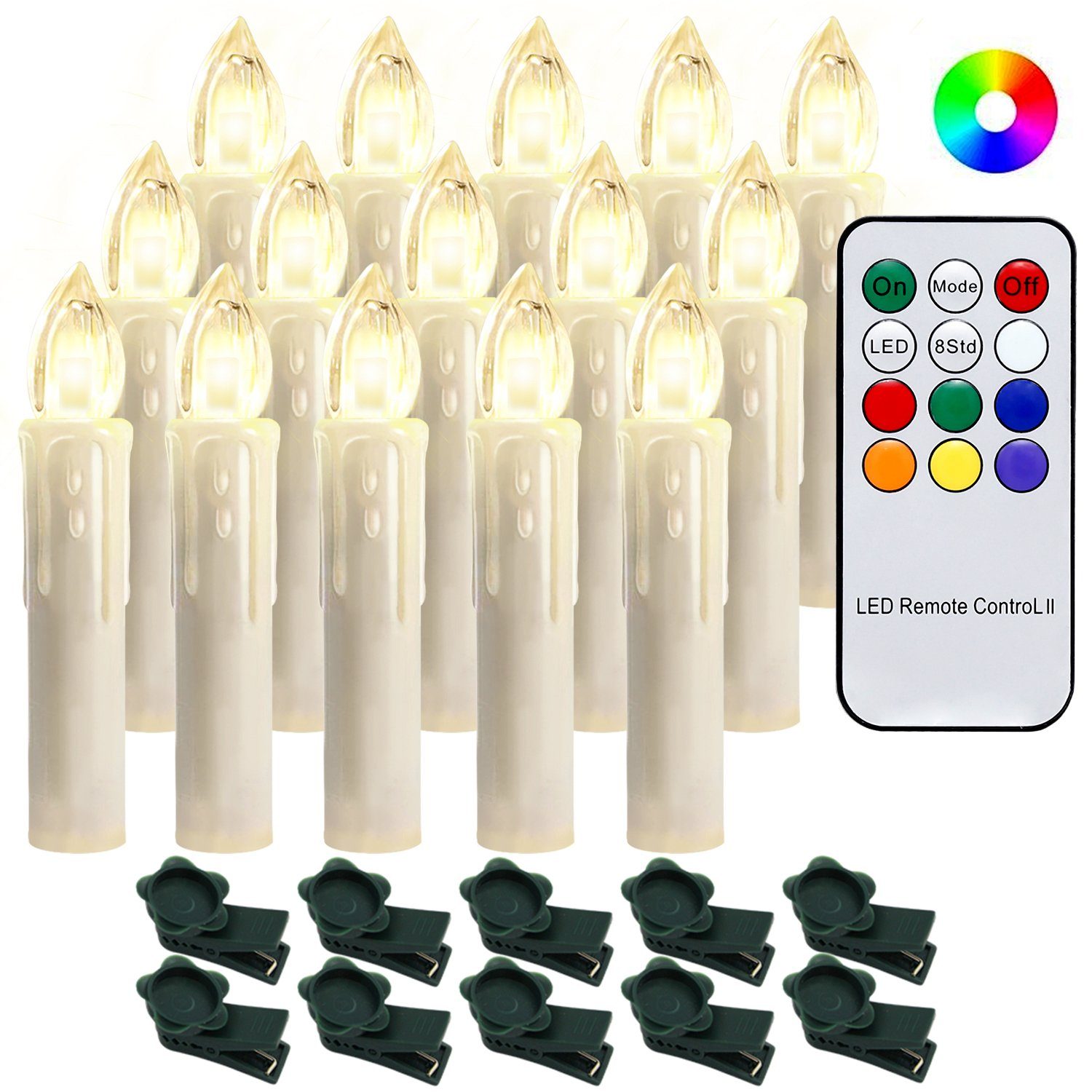 Kabellose LED Weihnachtskerzen 10-100er RGB Kerzen Christbaumkerzen Lichterkette 
