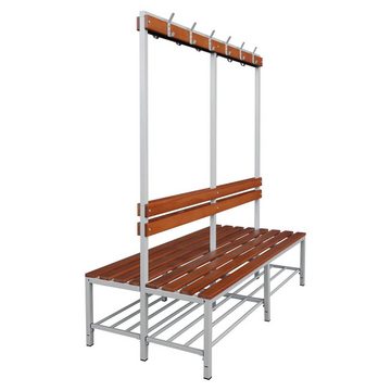 Steelboxx Sitzbank Doppelseitige Sitzbankgarderobe mit Schuhrost, lichtgrau/buche (1-St), Langlebige, pflegeleichte, verschweißte Stahl-Konstruktion