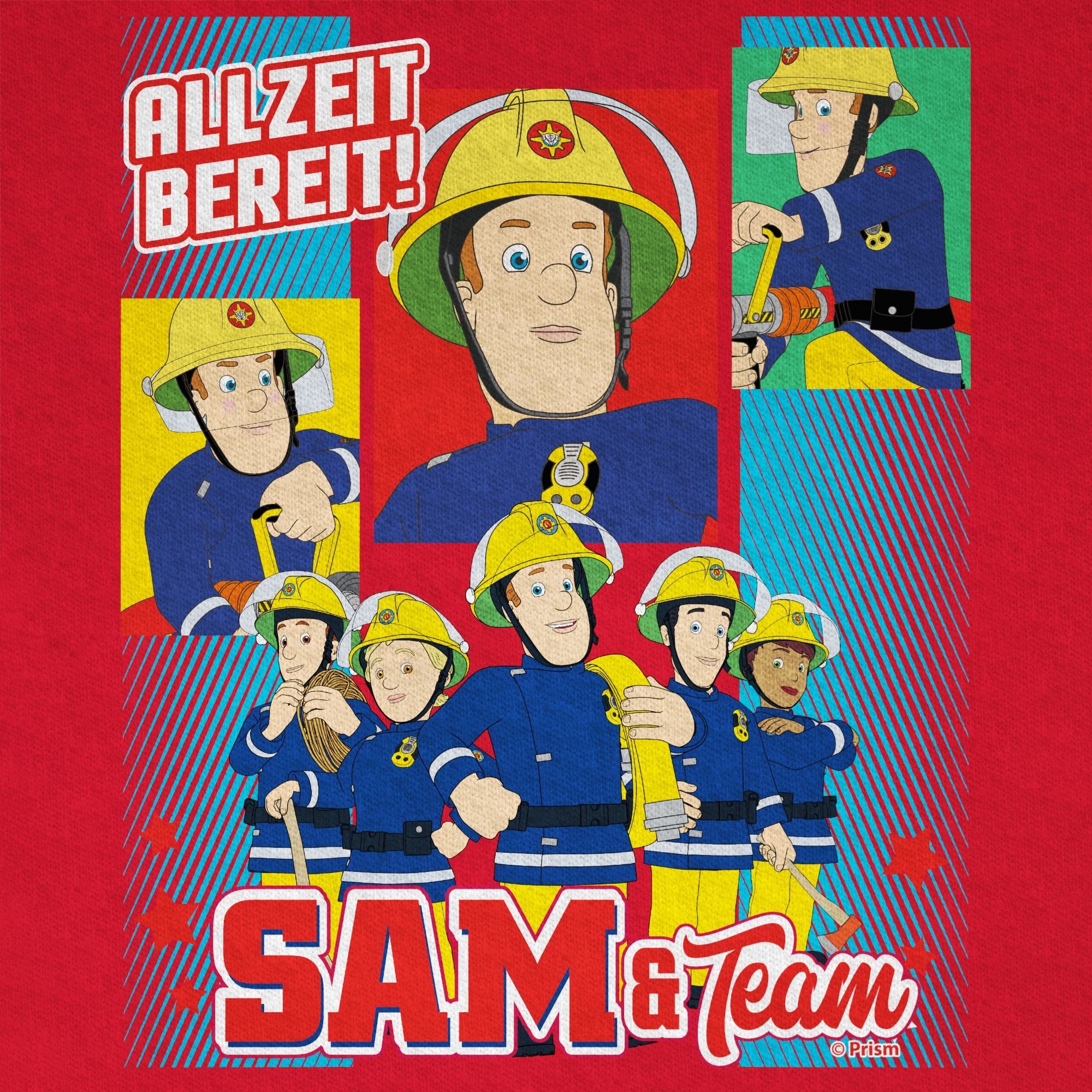 Kinder Kids (Gr. 92 - 146) Shirtracer T-Shirt Allzeit bereit  - Sam & Team - Feuerwehrmann Sam Jungen - Jungen Kinder T-Shirt
