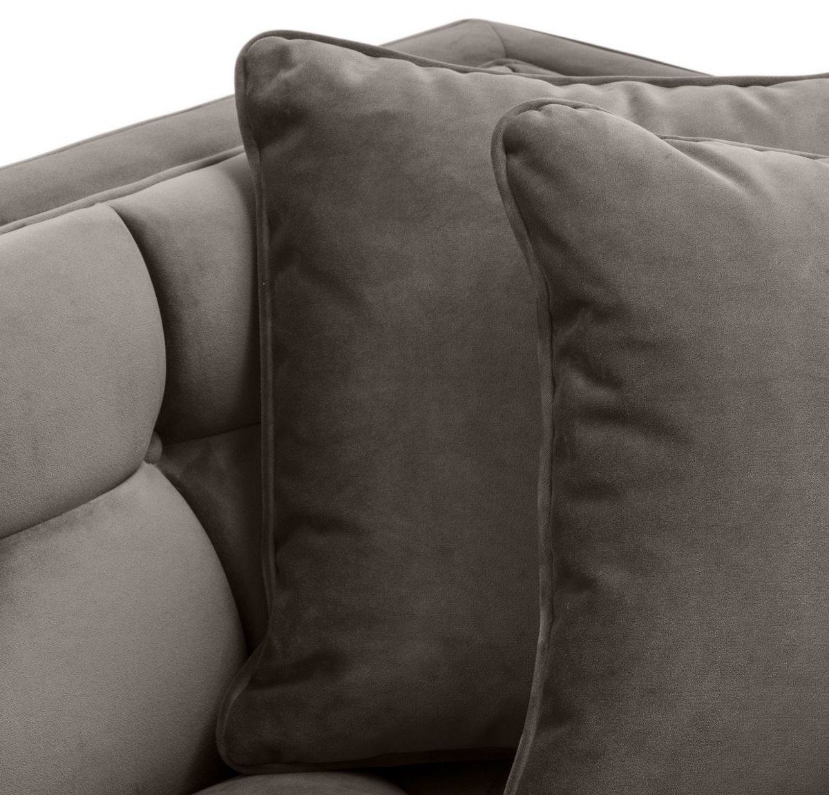 Casa Padrino Sofa Luxus Samt Sofa x H. 231 Kissen - Wohnzimmer Luxus 4 Grau Sofa / 68 Messingfarben Qualität 95 mit cm x 