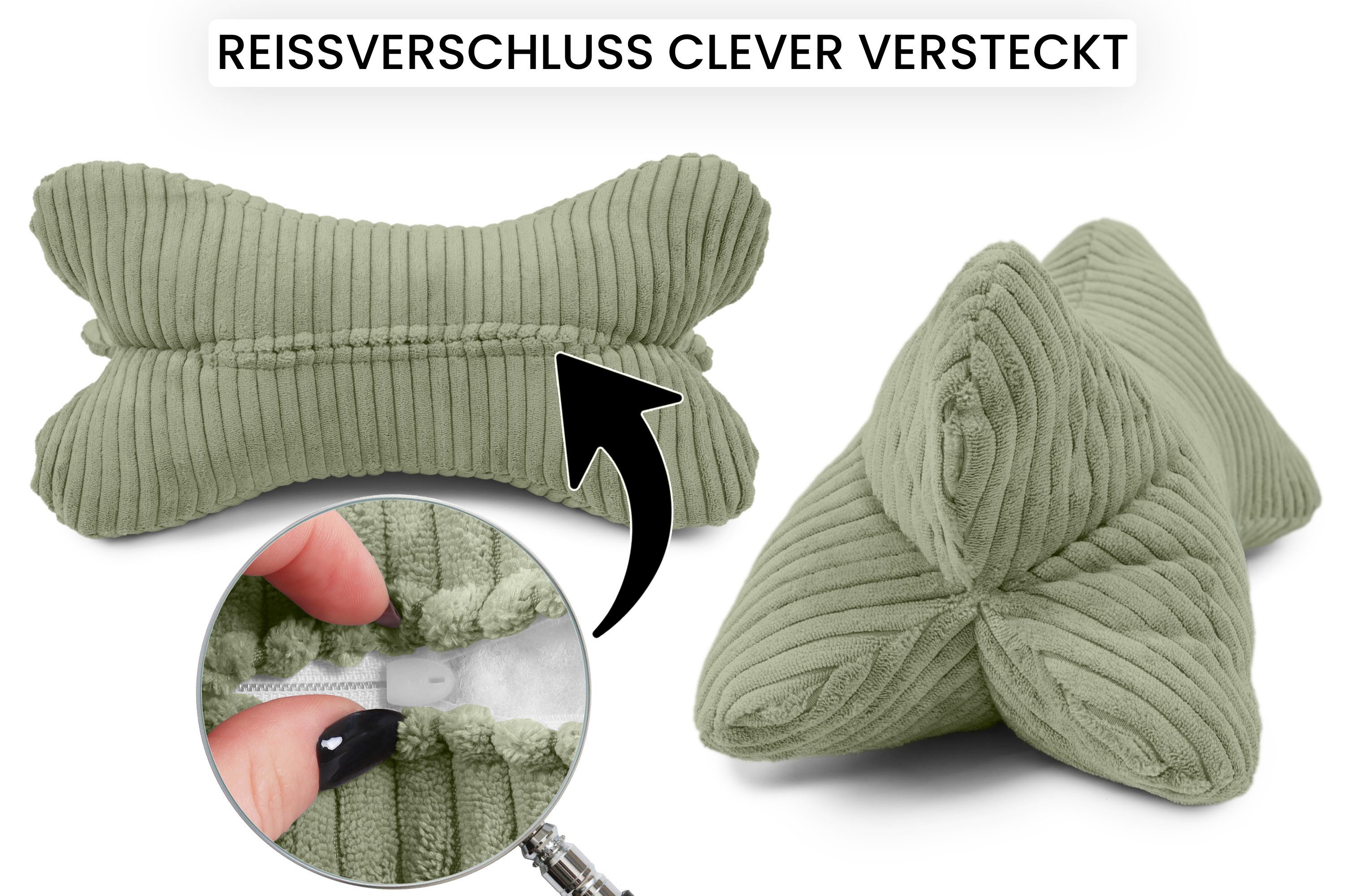 Amilian Nackenkissen - Leseknochen ca. 44x22 cm - Knochenkissen - Lesenknochenkissen, waschbar, Buch- und Tabletstütze - Lesekissen zum Relaxen, Knochenkissen zum Lesen - Knochenform Kissen - Nackenkissen