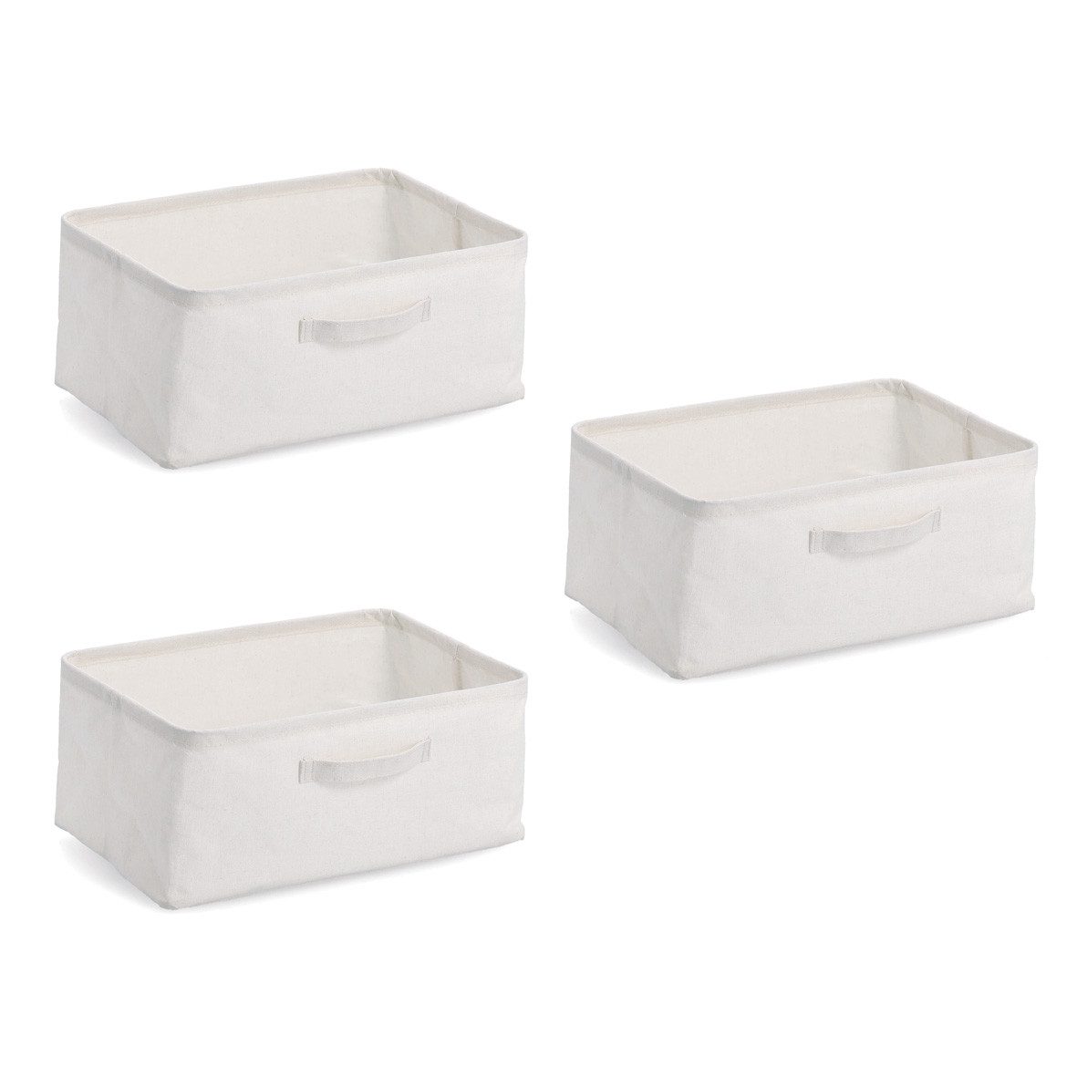 Zeller Present Aufbewahrungsbox Aufbewahrungsbox, Polyester/Baumwolle, creme (Set, 3 St), ca. 37x26x16 cm, 3er Set
