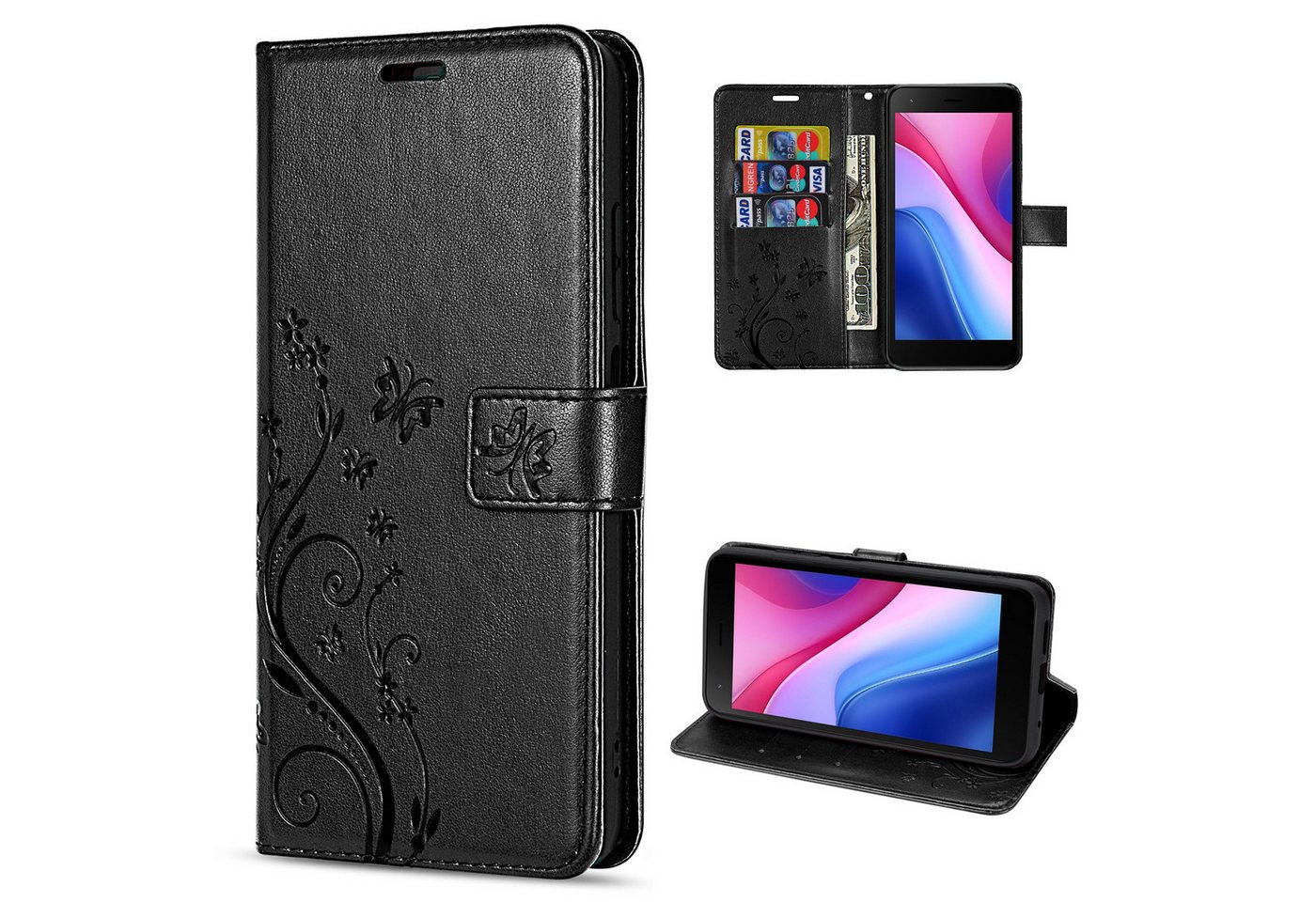betterfon Smartphone-Hülle Handytasche für ZTE Blade A35 Lite Handyhülle Klapphülle, Bookstyle-Hülle: Magnetverschluss 3 Kartenfächer & Standfunktion