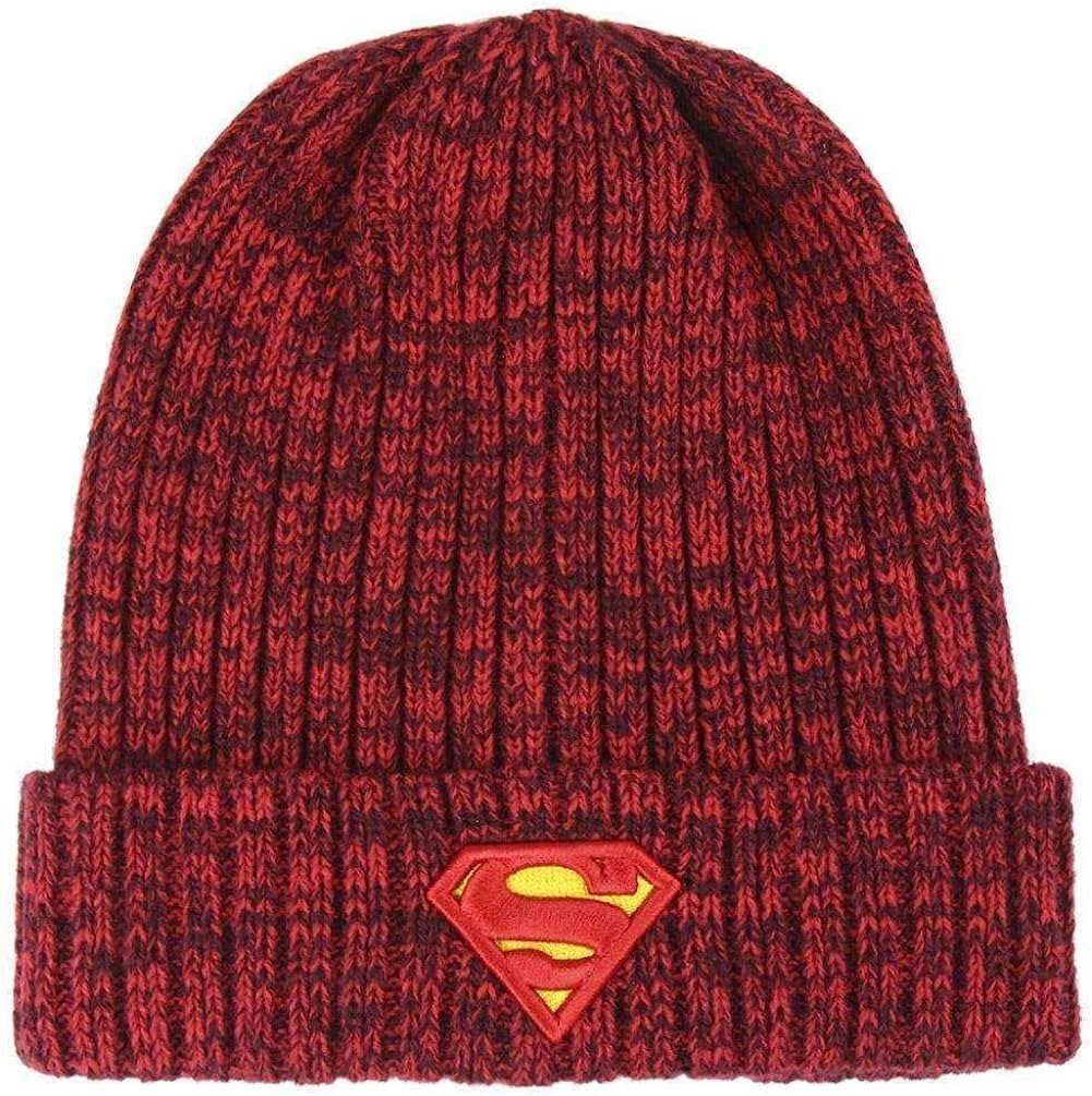Superman Strickmütze SUPERMAN Mütze Jungen Wintermütze rot meliert Kinder + Jugendliche