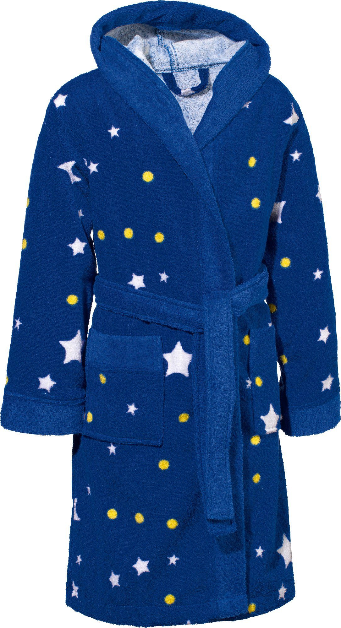 Erwin Müller Kinderbademantel Kinder-Bademantel mit Kapuze, Rückenlänge: 92 cm, Frottier, mit Kapuze/mit Aufsatztasche:, default, Walk-Frottier Motiv: Sterne/Sterne