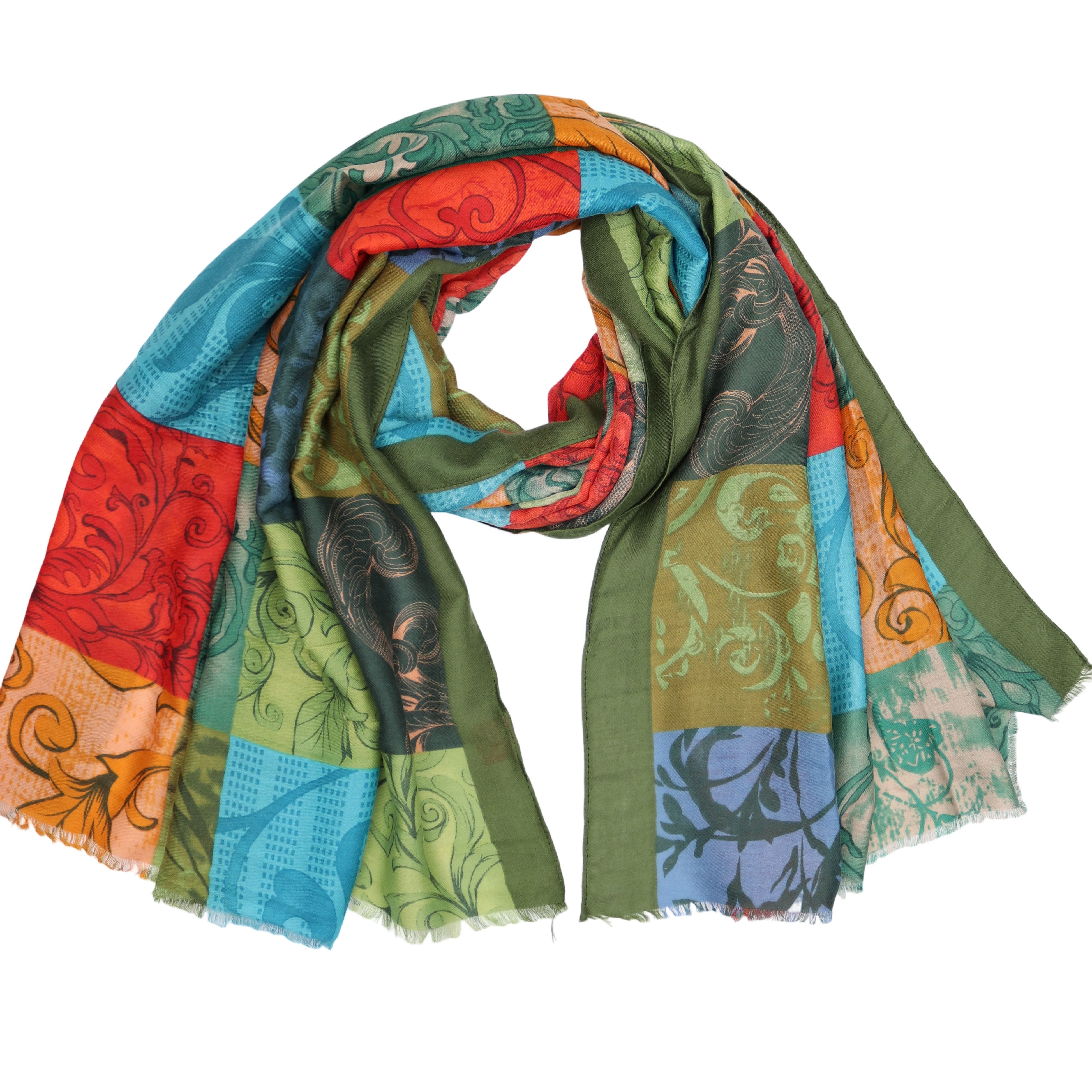 MIRROSI Modeschal Weich XXL ca.90x180cm Schal Bunt Bohemian Muster, (Neue Kollektion Herbst/Winter 2025; ca. 165 Gramm), Damen Halstuch ideal für Herbst und Winter oder Ganzesjahr