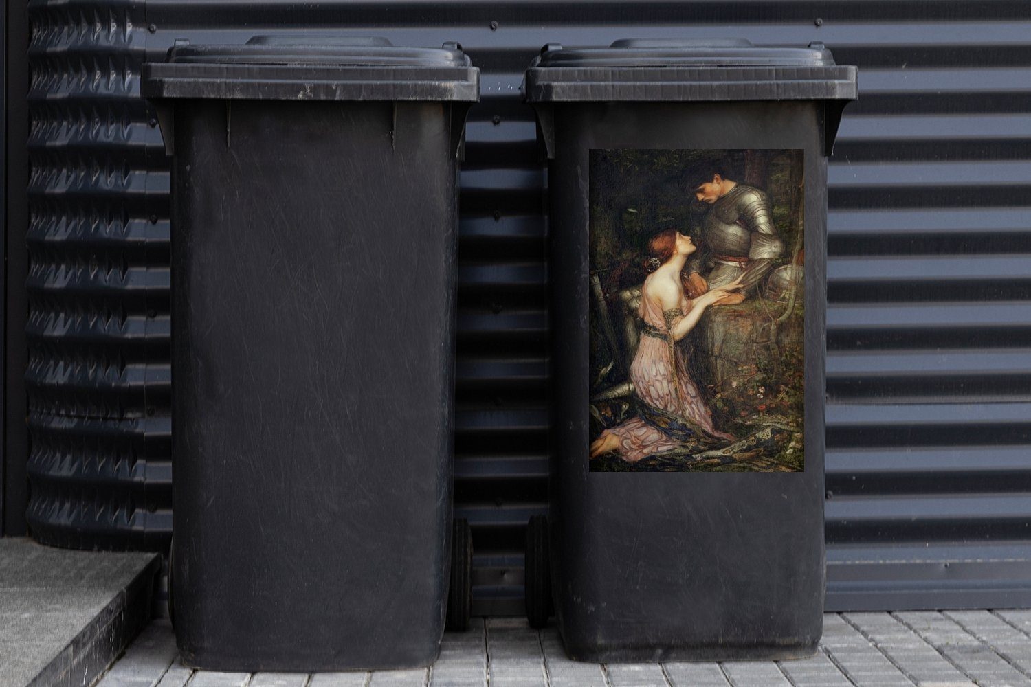 Mülltonne, und Mülleimer-aufkleber, Lamia Soldat Gemälde Container, MuchoWow - der Sticker, John William St), Wandsticker Abfalbehälter (1 Waterhouse von