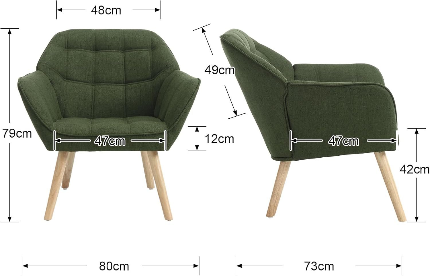 WAHSON OFFICE CHAIRS Ohrensessel mit Massivholz-/Metallbeinen Moderner Sessel aus Leinen/Samt