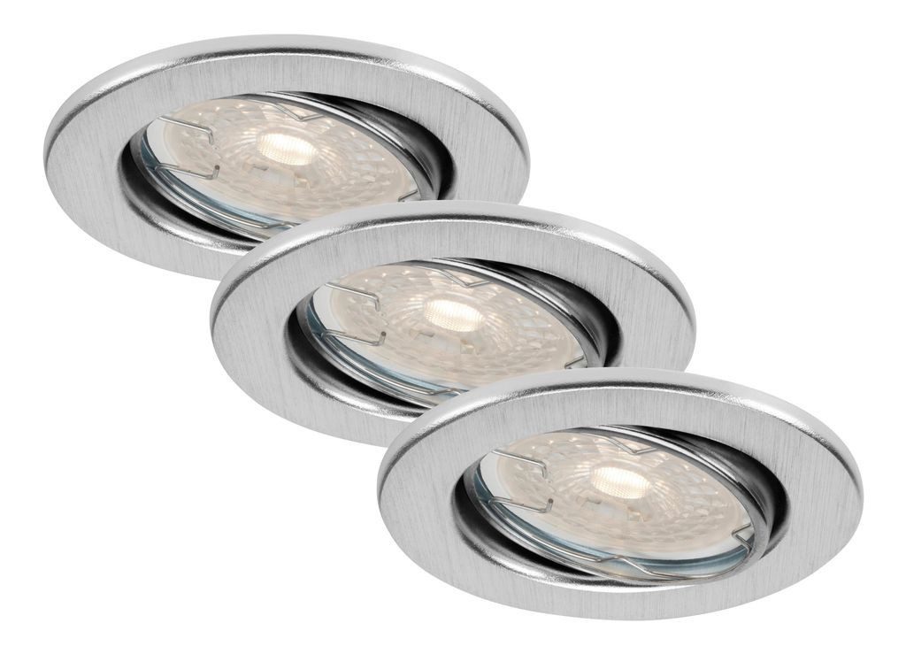 Briloner Leuchten LED Einbaustrahler 7256-039, Dimmfunktion, LED wechselbar, 2700K - Extra-Warmweiß, aluminiumfarbig, GU10, Einbaustrahler, Einbauspot