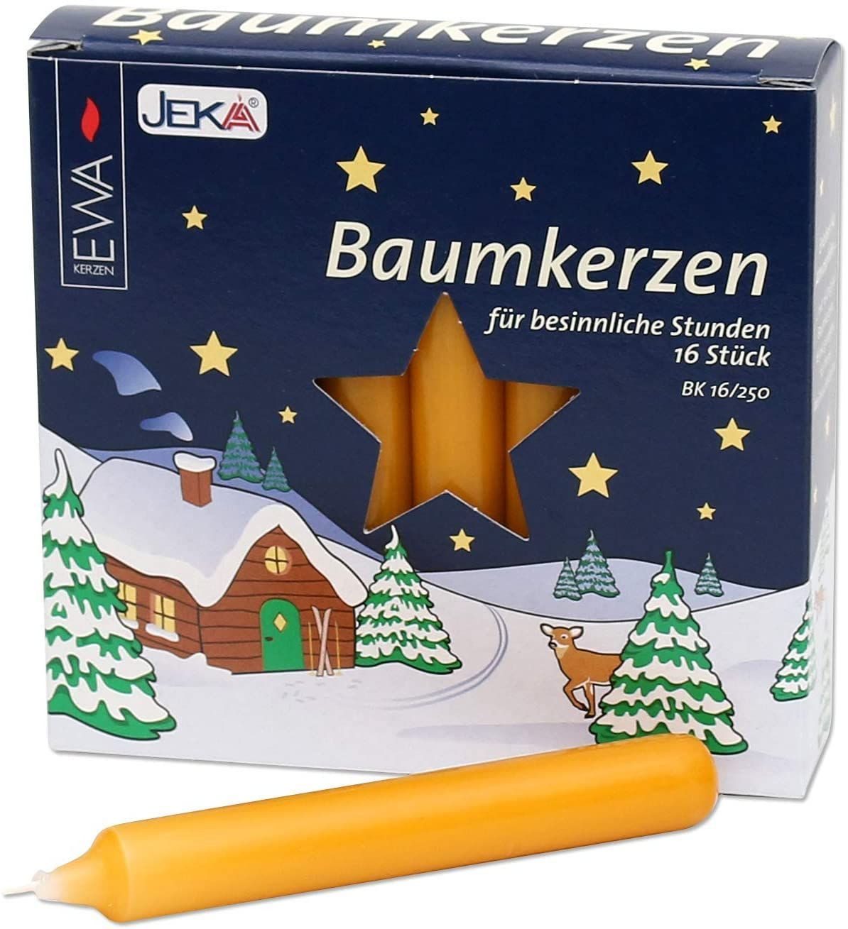 Ebersbacher Kerzenfabrik Duftkerze 1 Päckchen - 16 Baumkerzen -Ø 14 mm Länge 115 mm - 16 / 250 - Natur