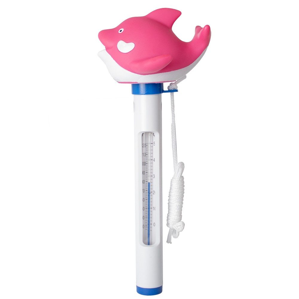 Schwimmthermometer kleiner Wal mit Schnur Temperatur Messung °C & °F Pool Schwimmbad Pink