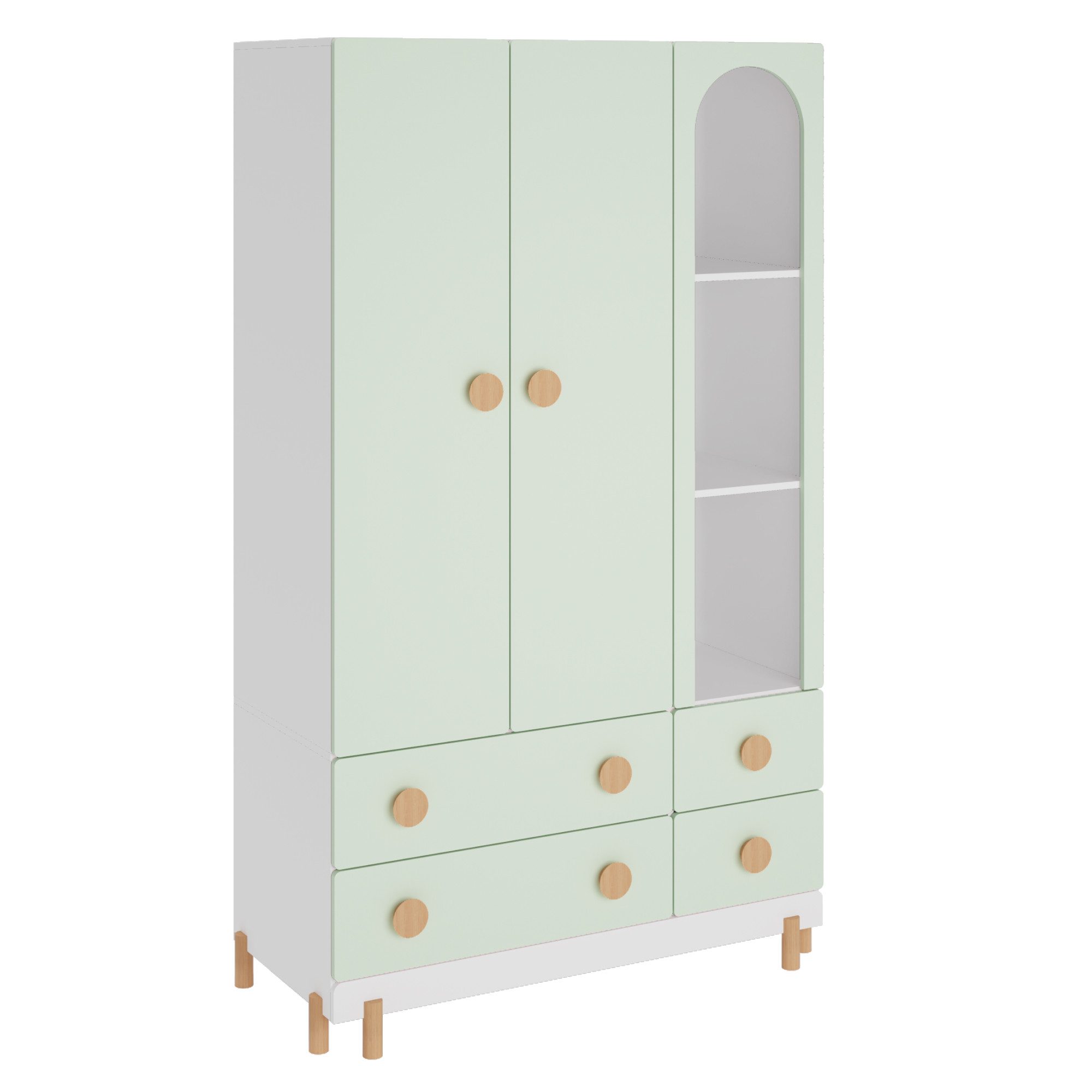en.casa Kinderkleiderschrank »Vaarentaa« mit 4 Schubladen 156x90x41 cm Weiß/Mintgrün