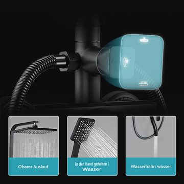 MAEREX Duschsystem Duschset Regendusche mit Thermostat, Höhe 119 cm, 3 Strahlart(en), Edelstahl mit Schlauch,Duschstange,Verstellbarer Handbrausenhalter