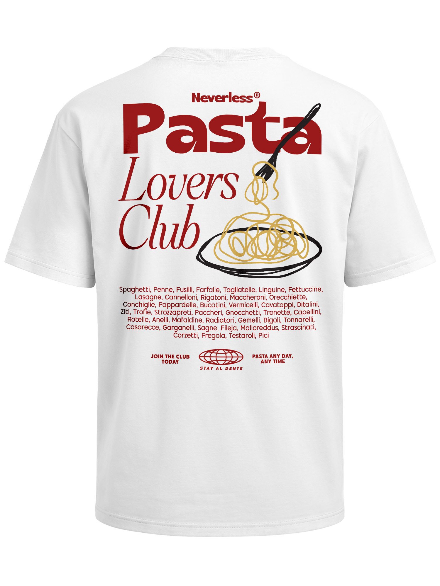 Neverless Oversize-Shirt Herren T-Shirt - Pasta Lovers Club - Oversized Relaxed Fit Sommer mit Print