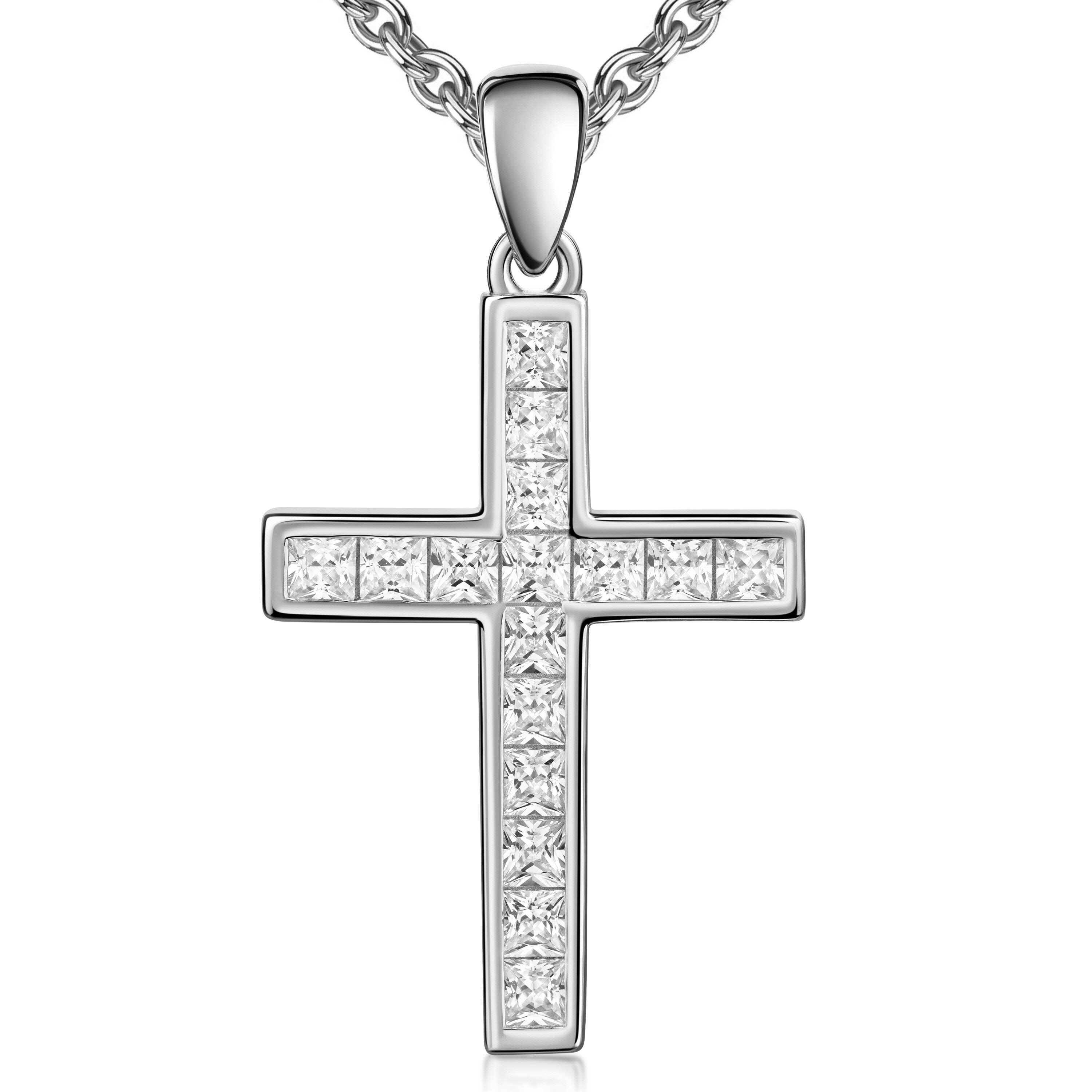 Kette mit Anhänger Schmuck Geschenk Silber 925 Halsschmuck Kreuz-Design