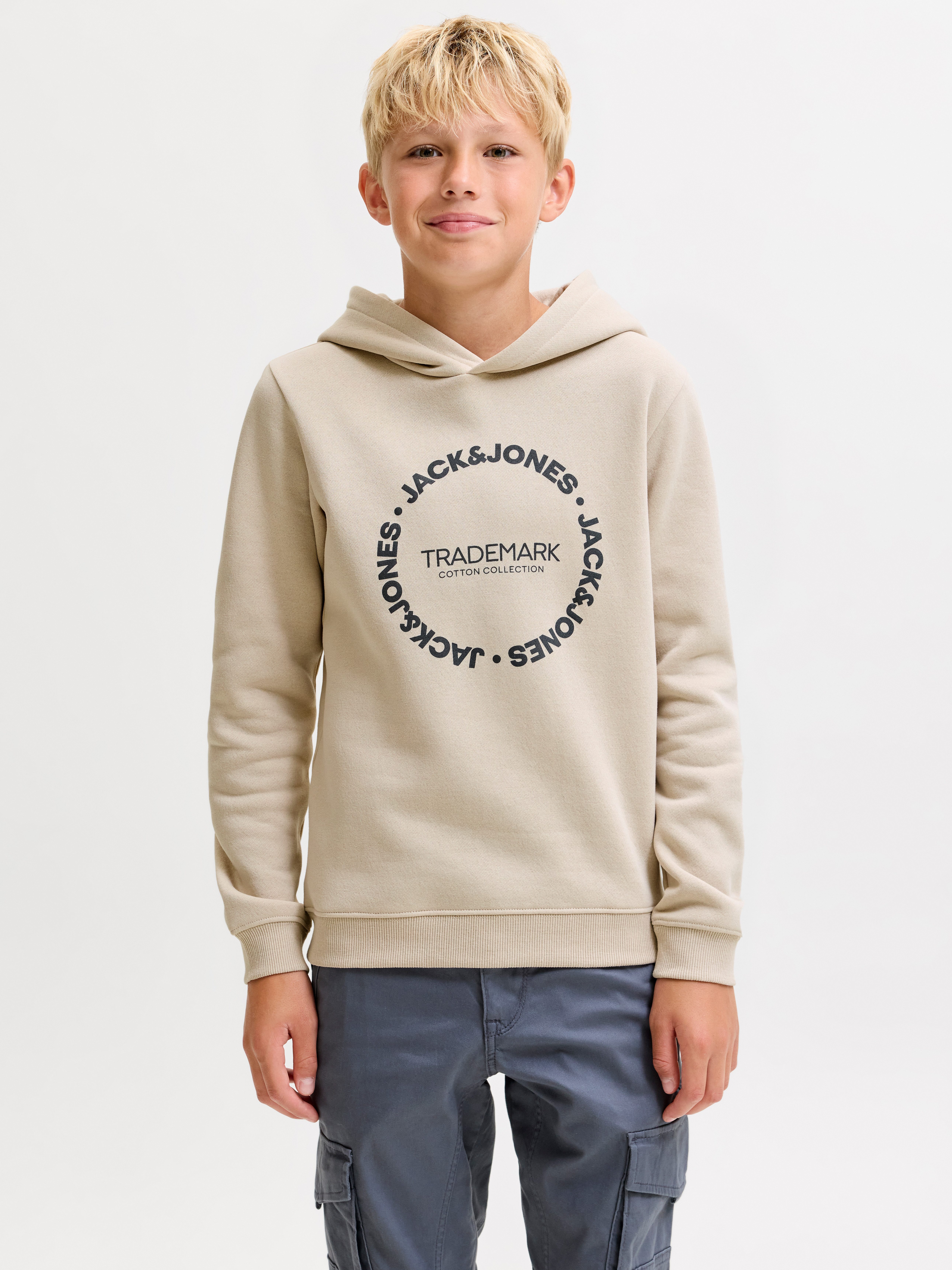 Jack & Jones Junior Kapuzensweatshirt JJBENSON SWEAT HOOD JNR Materialmix, normal geschnitten