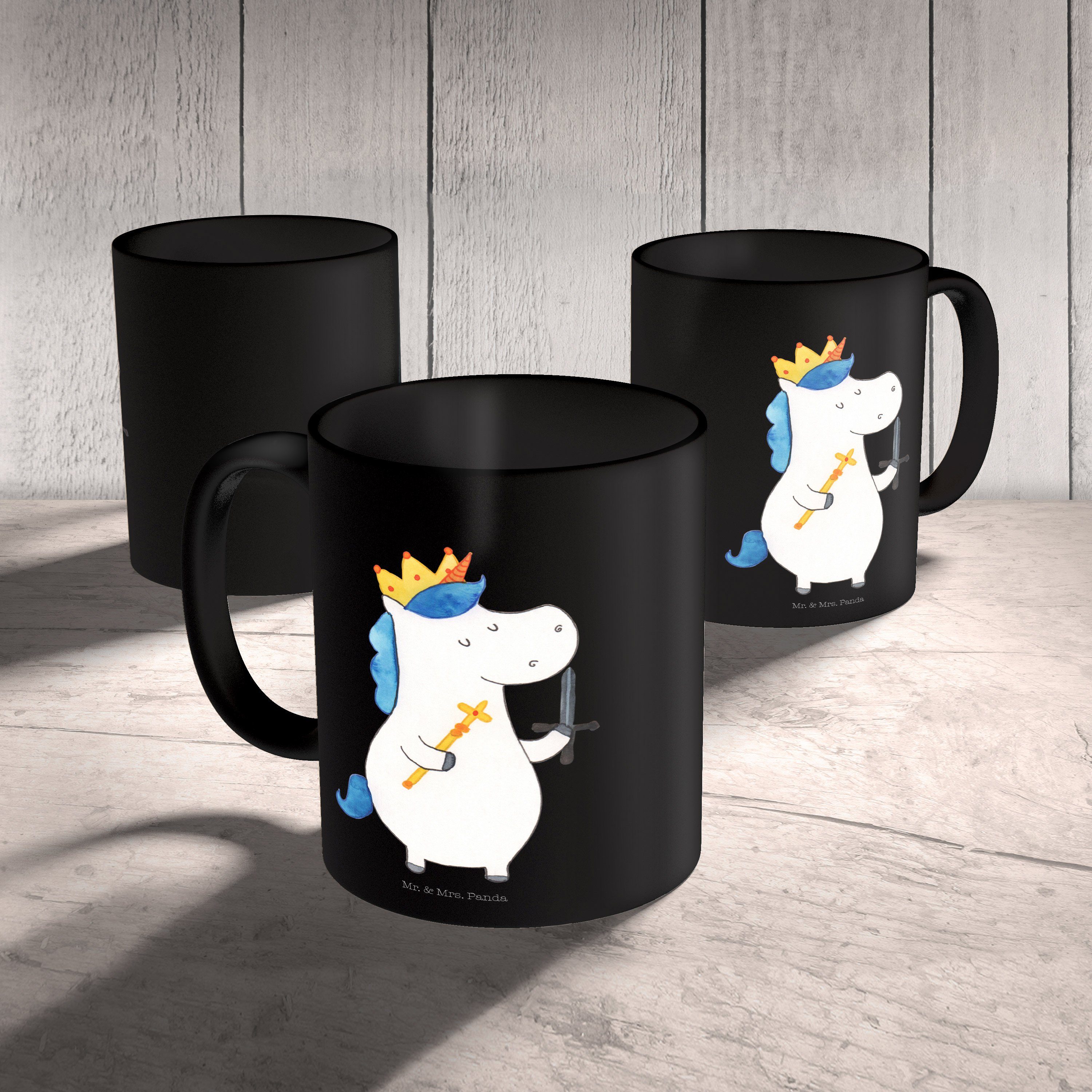 Tasse Einhorn Keramik Schwert & Schwarz Panda Geschenk, Mrs. - Einhörn, Mr. Schwarz König Einhorn mit - Deko,