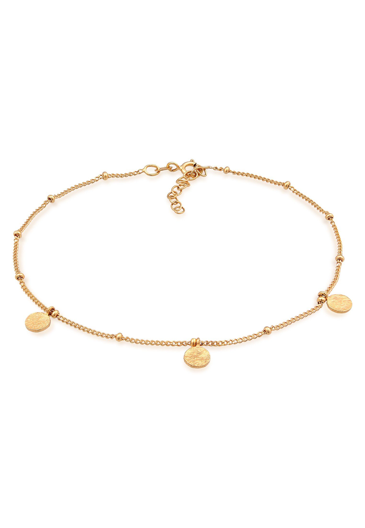 Elli Fußkette Kugelkette Plättchen 925 Silber, Kreis