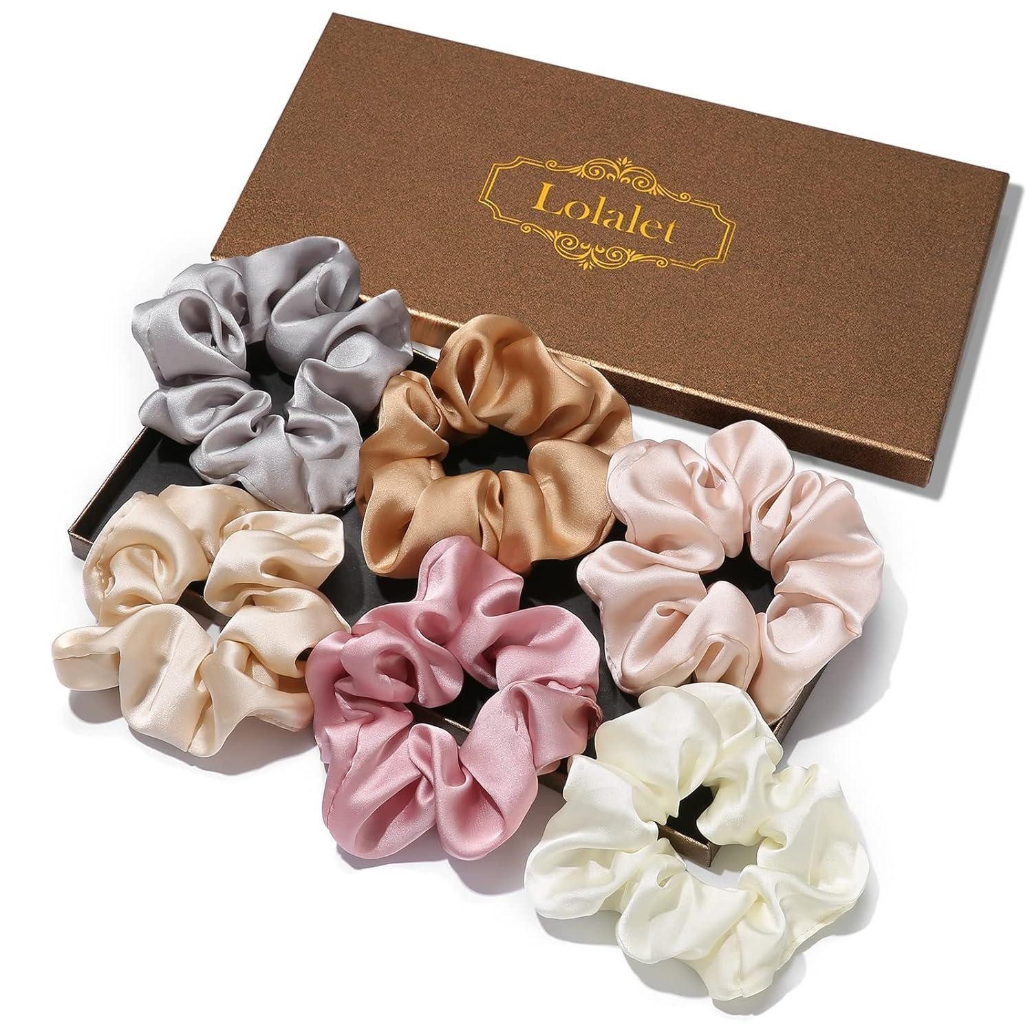 Haargummi Haargummis Seide Scrunchies Satin für Damen, 6 Stück - 6 Farben