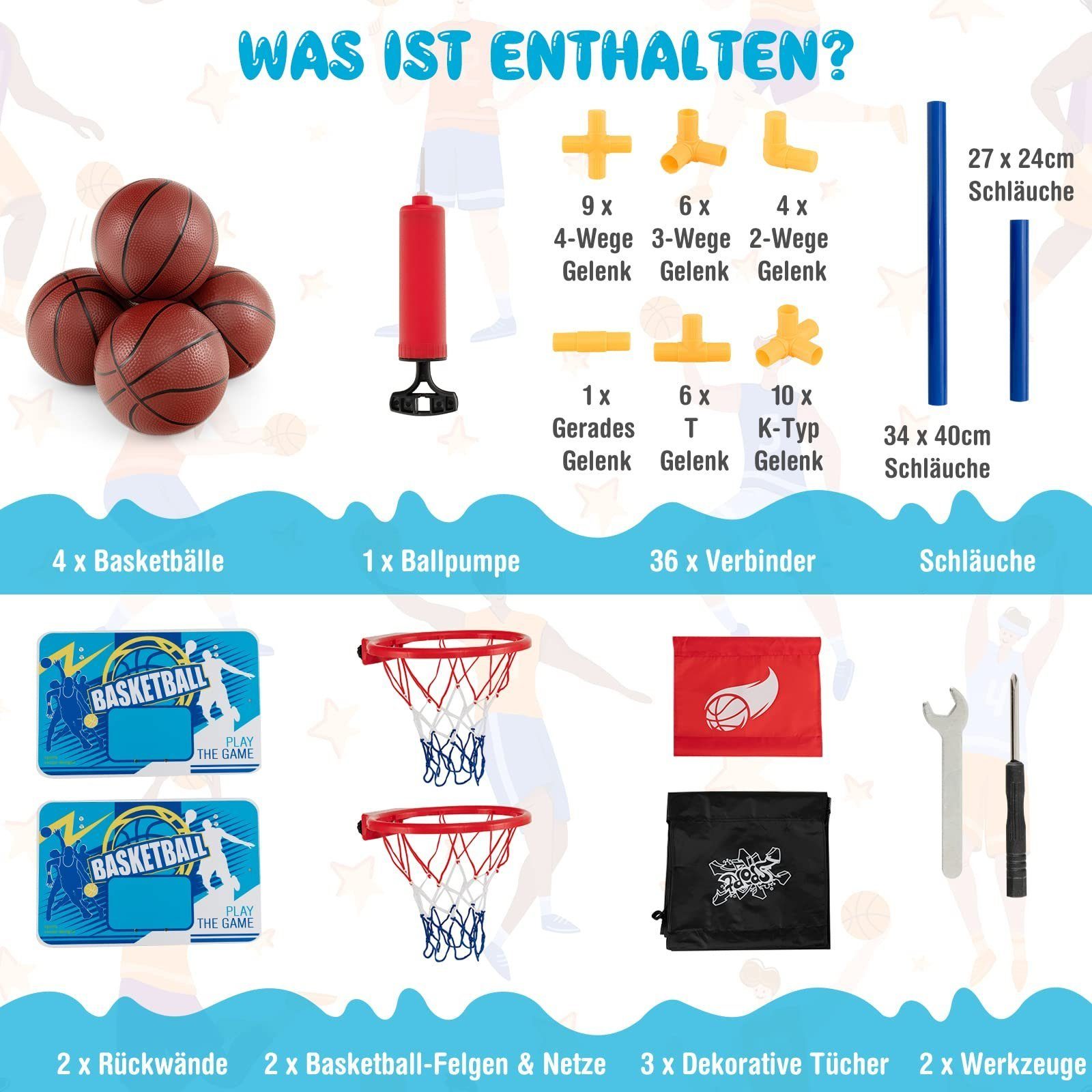 COSTWAY Basketballkorb Arcade Basketballspiel, für 2 Spieler, In-/Outdoor