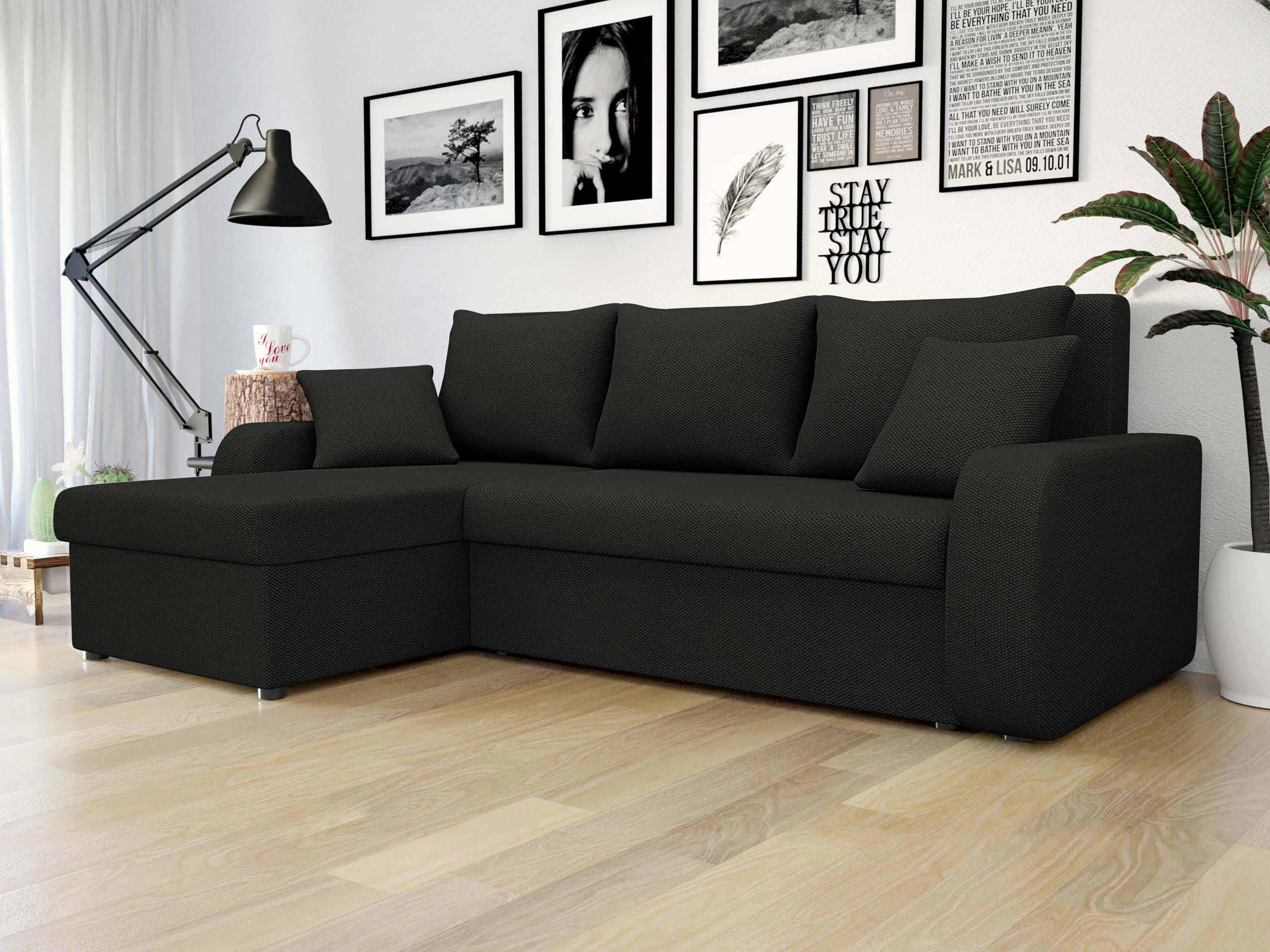 MIRJAN24 Ecksofa Kris Lux, mit Schlaffunktion und zwei Bettkasten, L-Form mit Kissen-Set, 238x147x80 cm