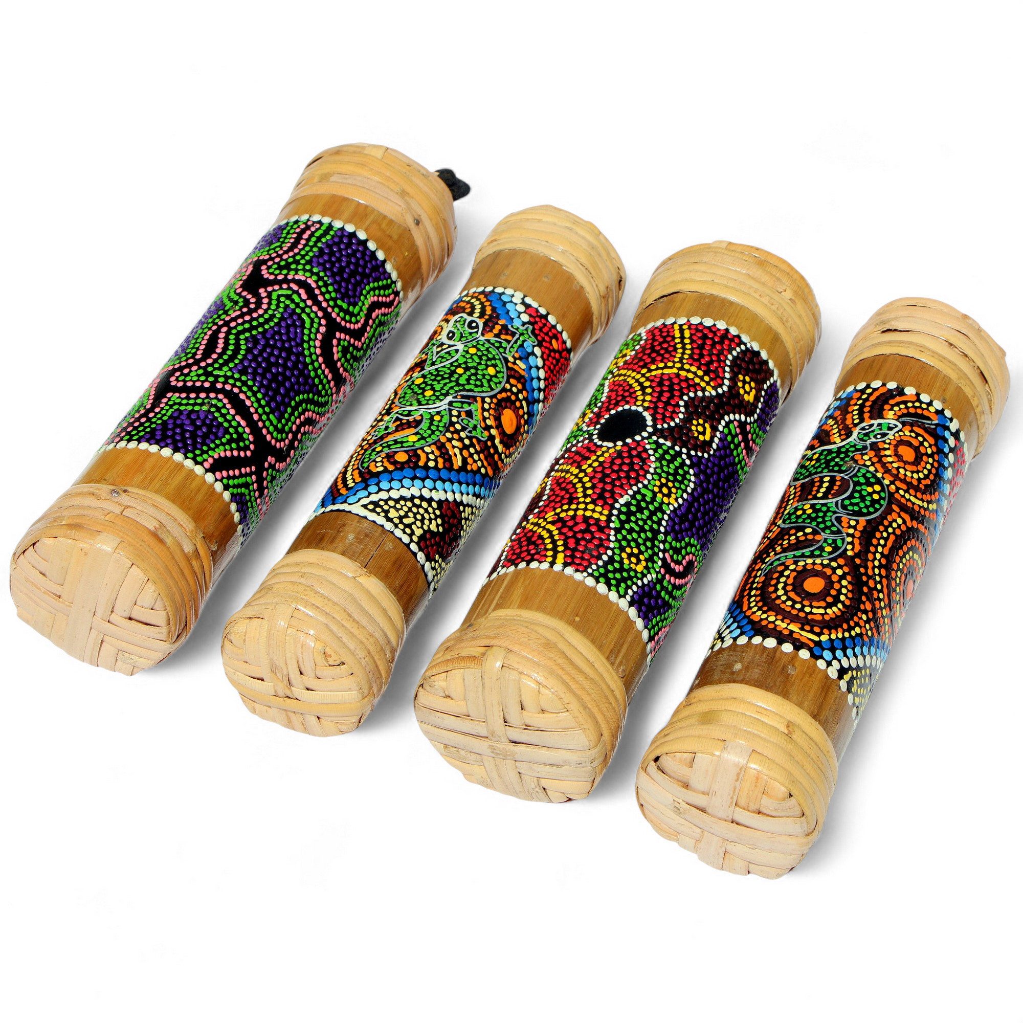 Wogeka Spielzeug-Musikinstrument Regenmacher aus Bambus mit Dot-Paint Bemalung Rainstick Rainmaker