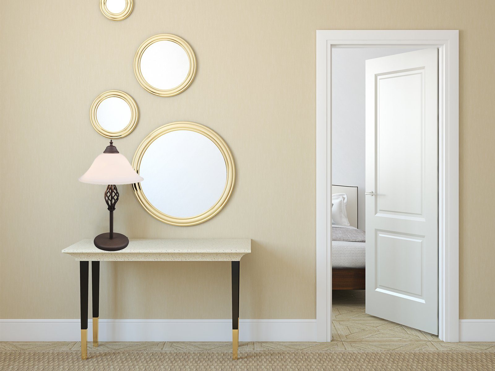 TRIO Leuchten LED Nachttischlampe, Dimmfunktion, LED wechselbar, Warmweiß, große Landhaus-stil in Rostoptik mit Glas Lampenschirm Höhe 50cm