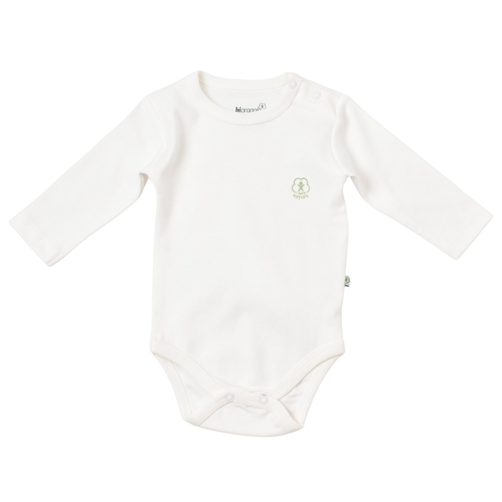 biorganic Langarmbody Basic Nature für Jungen und Mädchen, Unisex, Baby Body (1-tlg) Langarm, 100% Bio-Baumwolle, GOTS-zert., mit praktischen Druckknöpfen