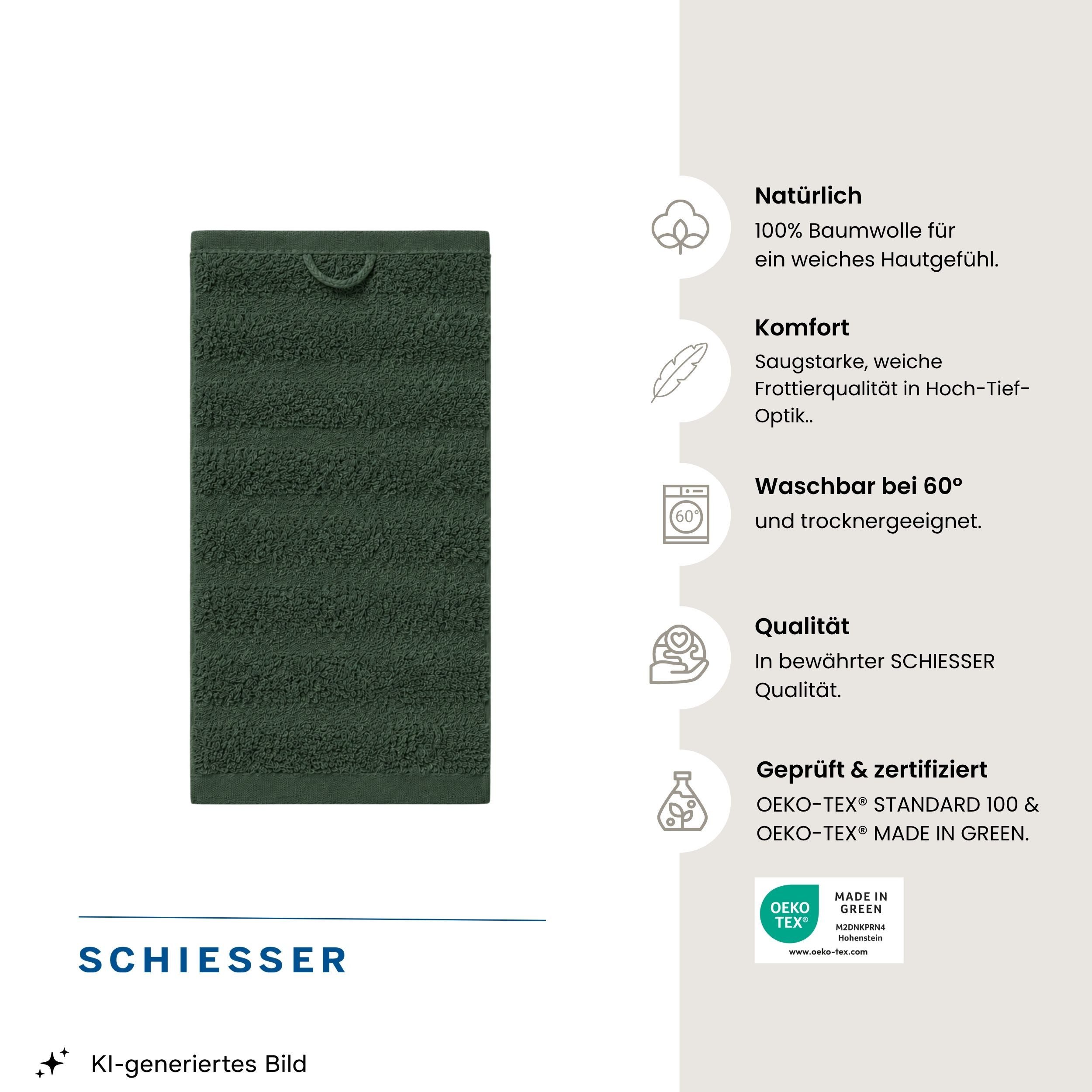 Schiesser Gästehandtücher Neapel aus 100% Baumwolle mit eleganter Hoch-Tief-Optik, Frottier (5-St), OEKO-TEX® MADE IN GREEN