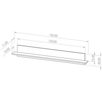 Lomadox Wandregal VAREDO-132, Eiche Nb. Wohnzimmer Möbel im modernen Vintage Design 135/20/11,6 cm