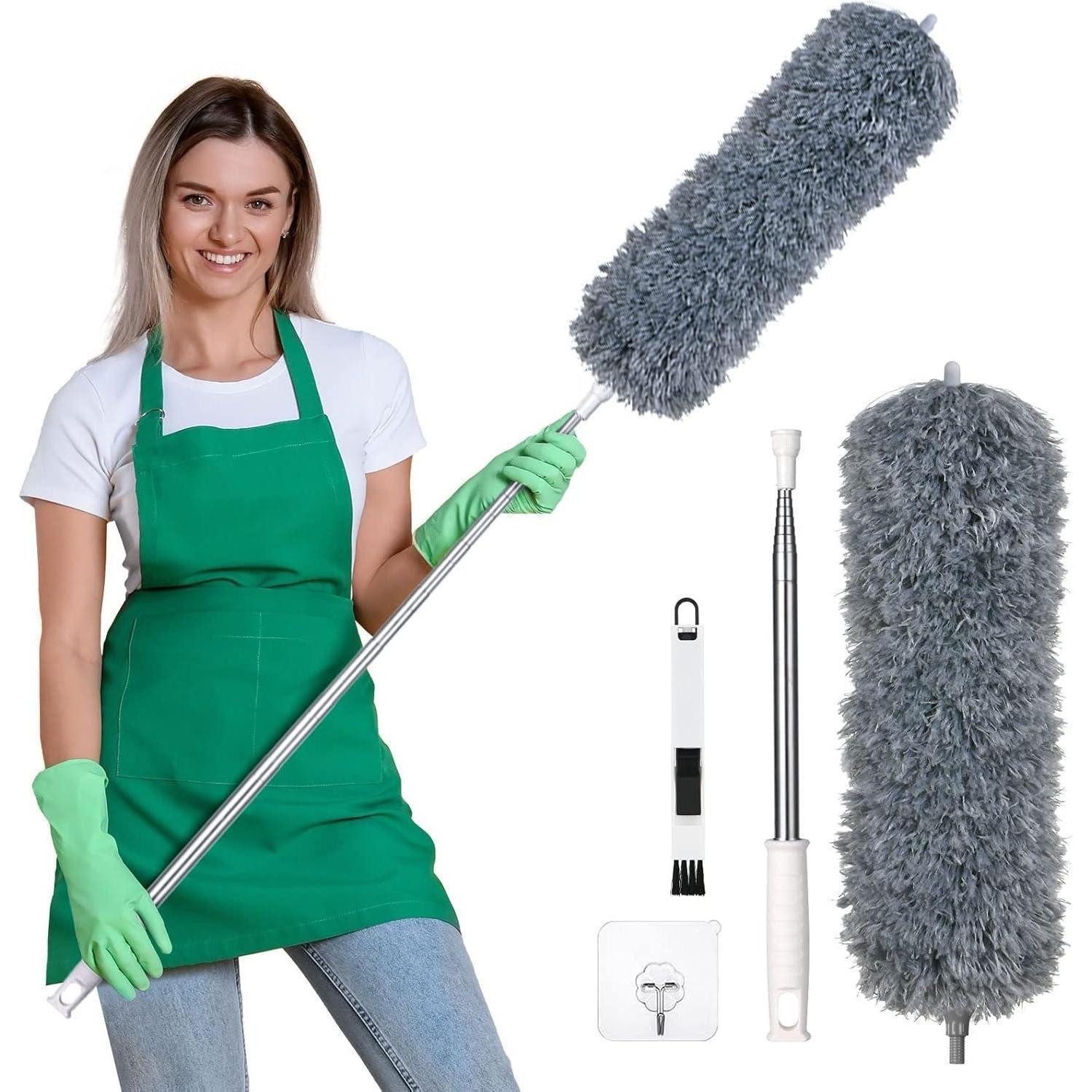 LuxusKollektion Staubwedel Staubwedel Teleskop Waschbar Extra lang 2.45m Staubwischer Mikrofaser